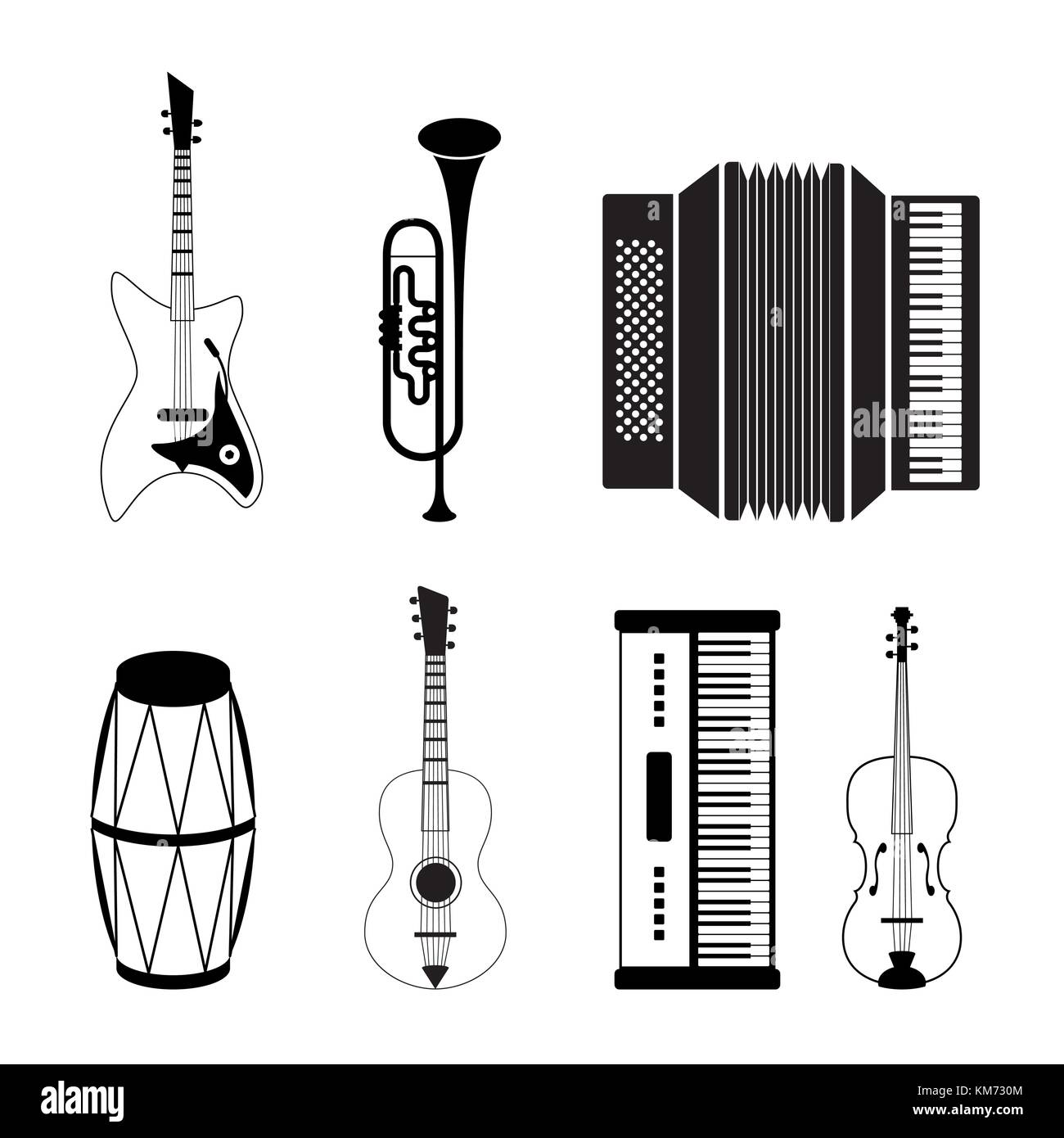 Musical instrument icons - vector icon set Stock Vector