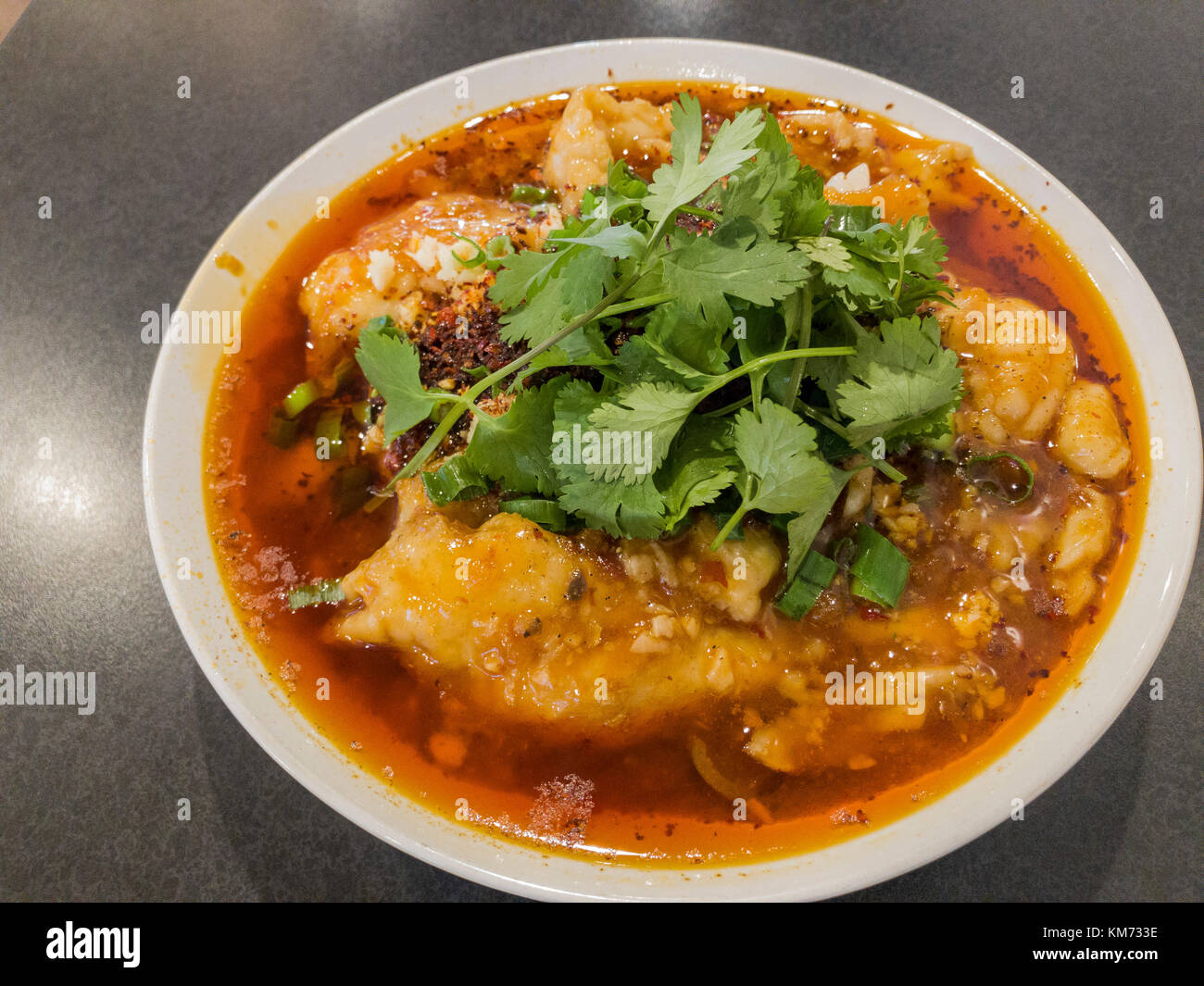 Sichuan poached sliced fish in hot chili oil, ate at Los Angeles