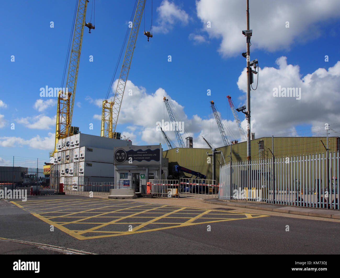 The entrance to MMD Shipping services at Portsmouth international port, England Stock Photo