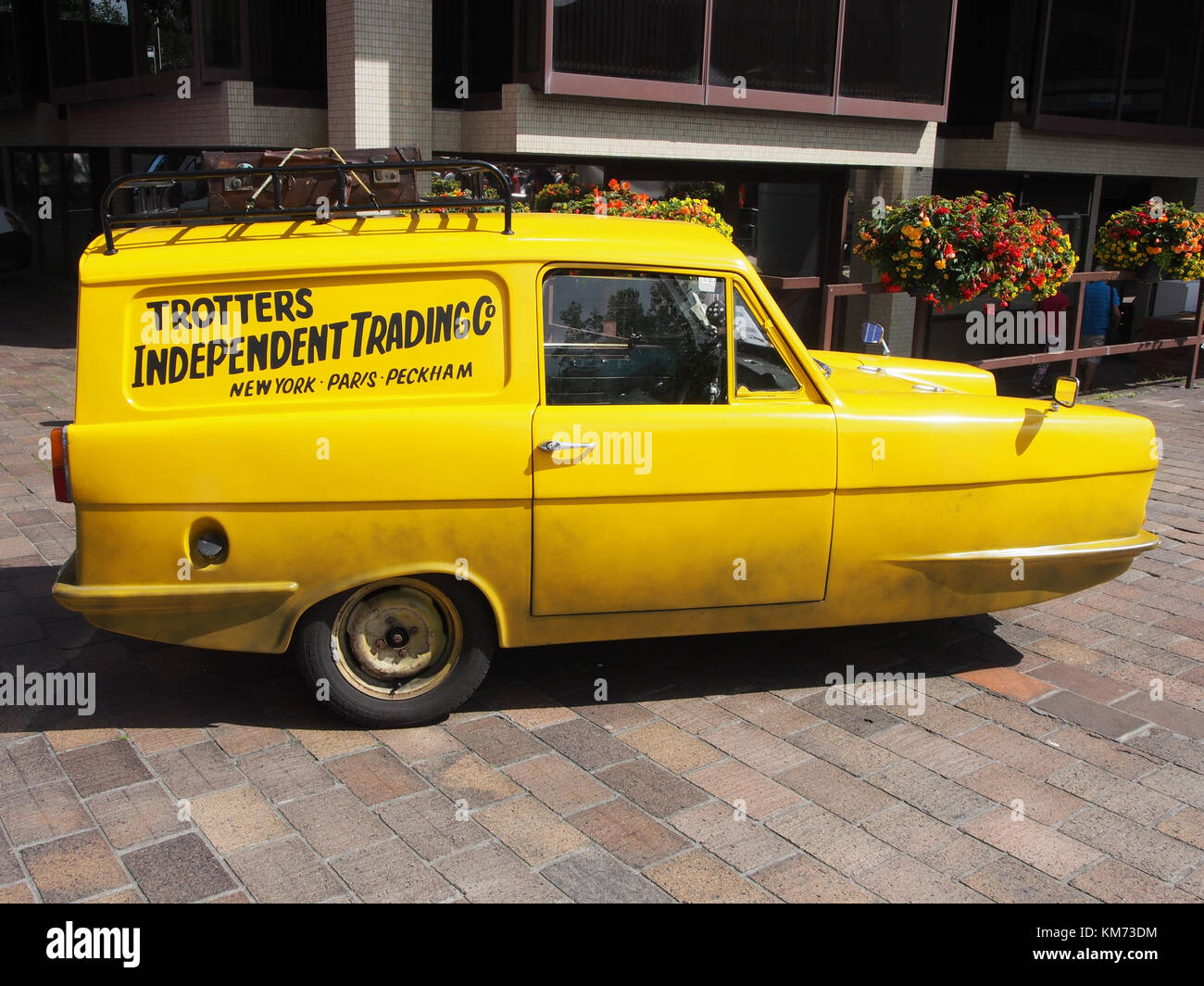 A Reliant Rega lsupervan painted to replicate the vehicle used in the BBC TV Series Only fools and horses. Stock Photo