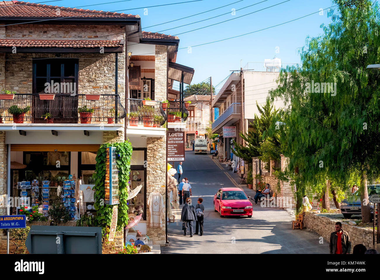 LEFKARA, CYPRUS - OCTOBER 15, 2011: View over the main street of the village Stock Photo