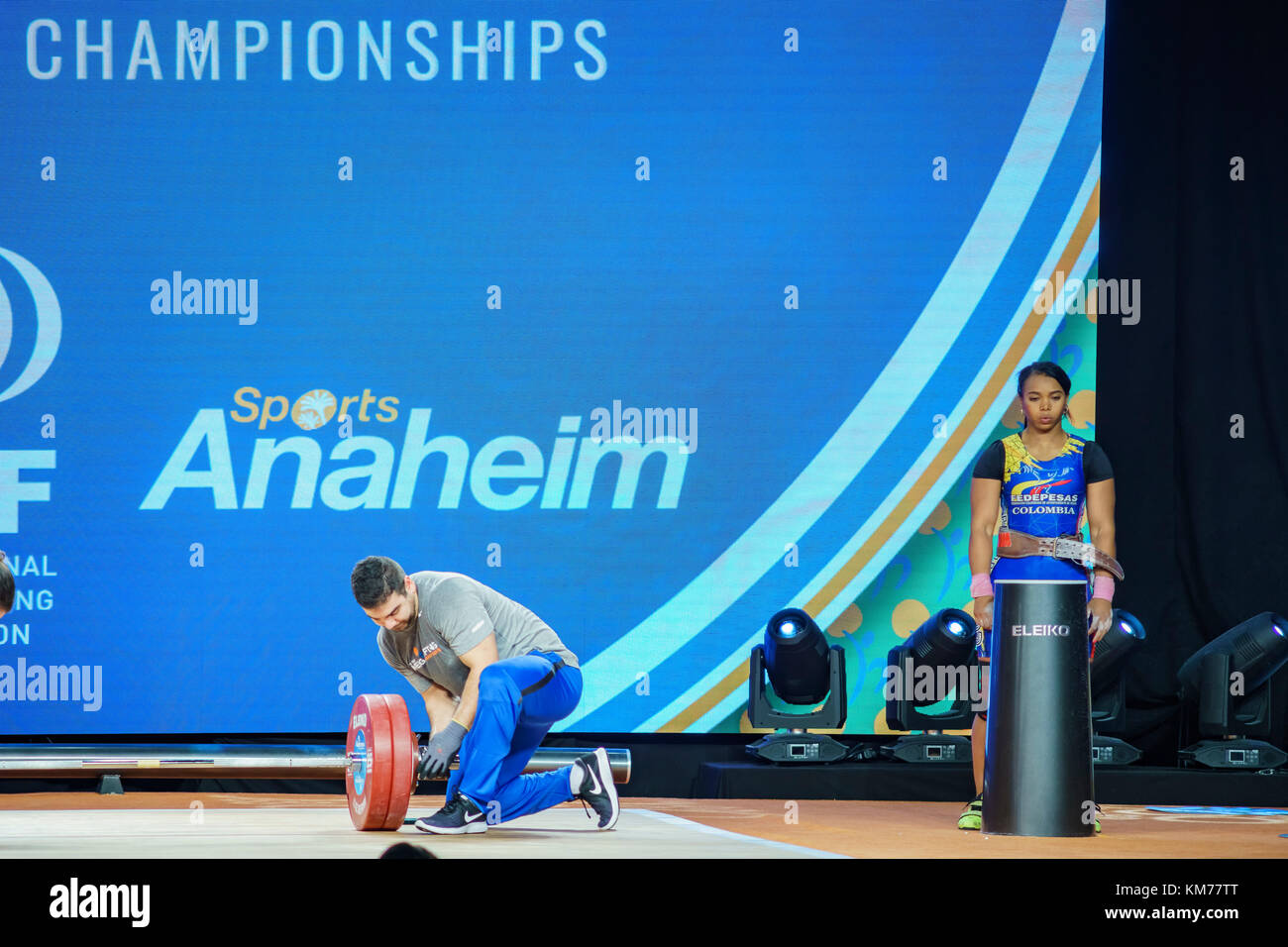Anaheim, NOV 30: 2017 Solis Arboleda Leidy Yessenia in International Weightlifting Federation World Championships on NOV 30, 2017 at Anaheim Conventio Stock Photo