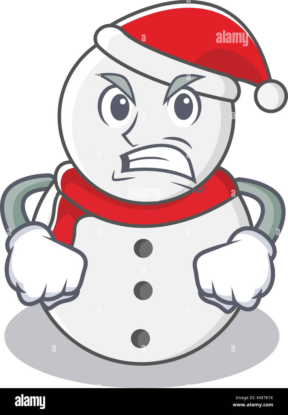 Angry snowman character cartoon style Stock Vector