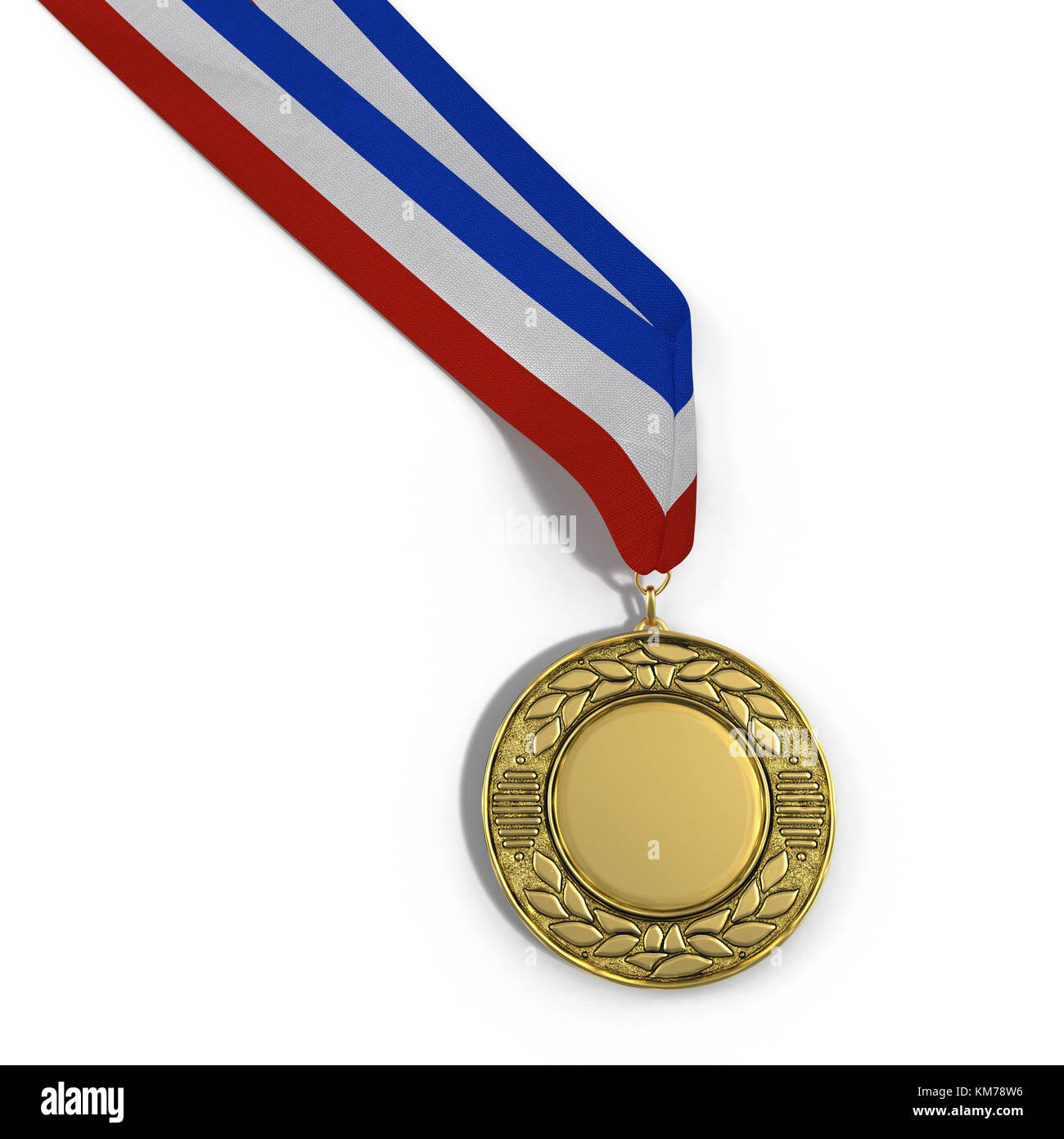 Gold ribbon award blank with copy space. Isolated Stock Photo by