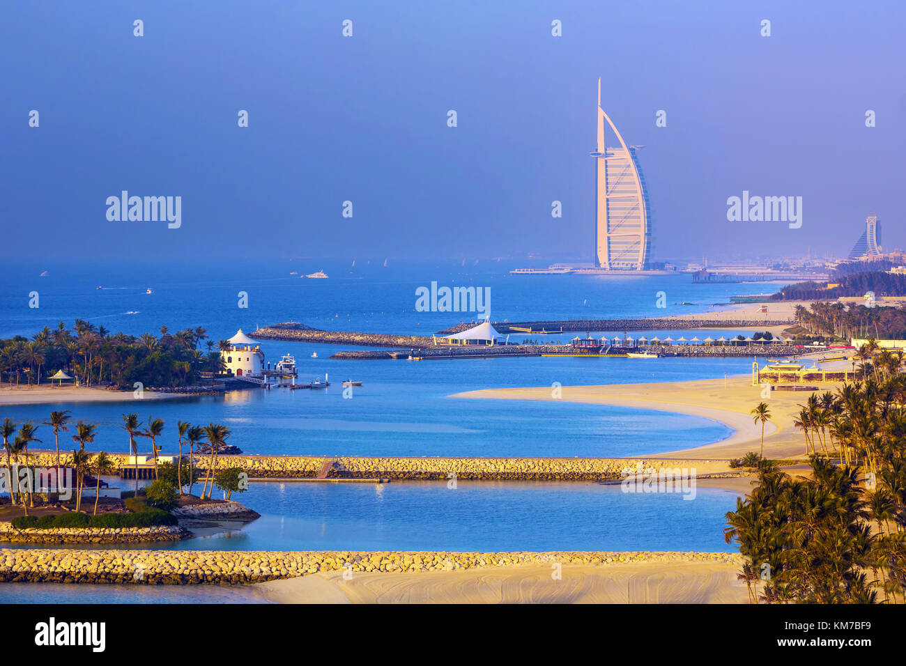 Amazing view on Jumeirah beach in modern Dubai city,United Arab Emirates Stock Photo