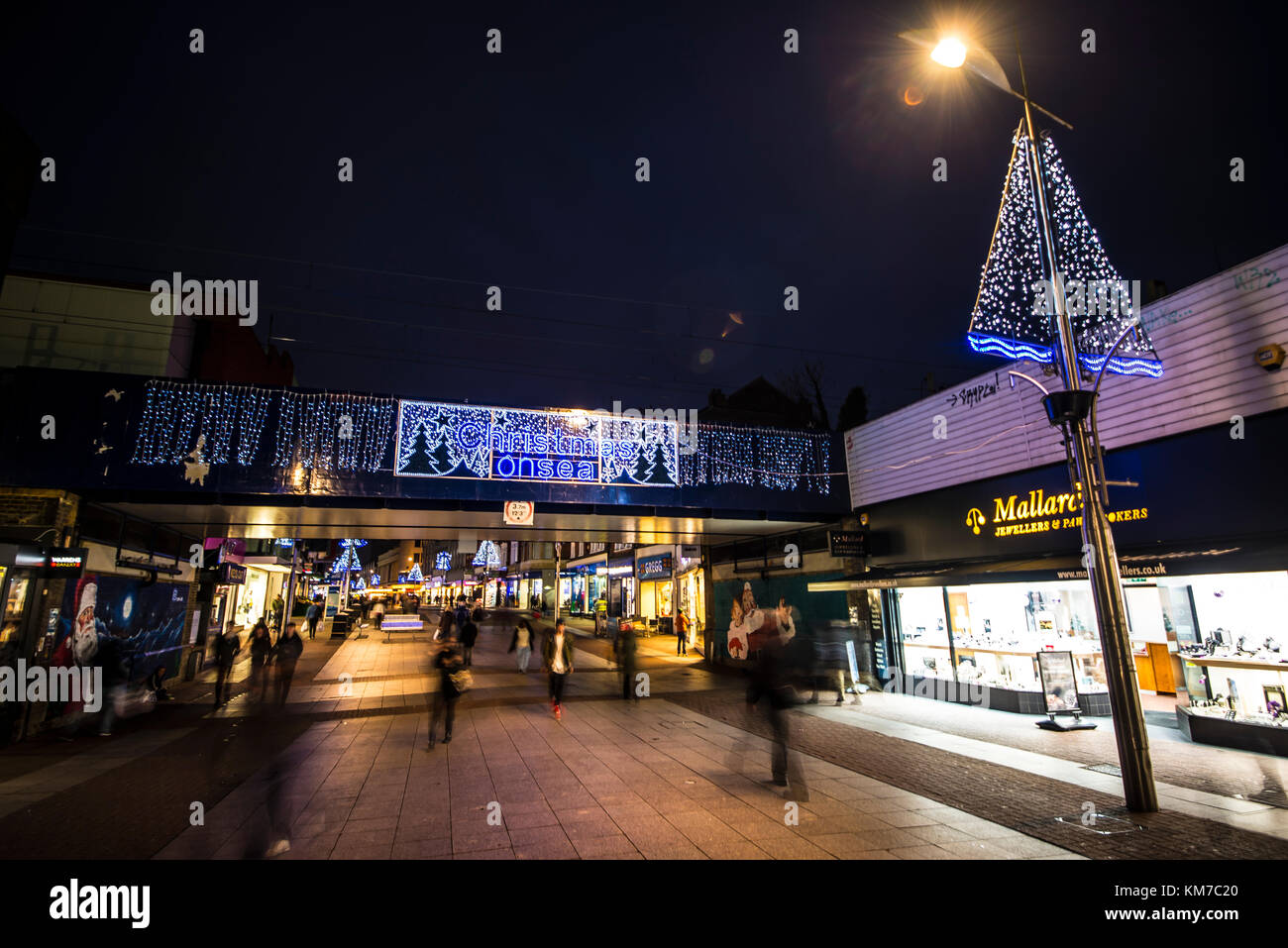Southend on Sea Christmas lights. Christmas on sea. Essex Stock Photo