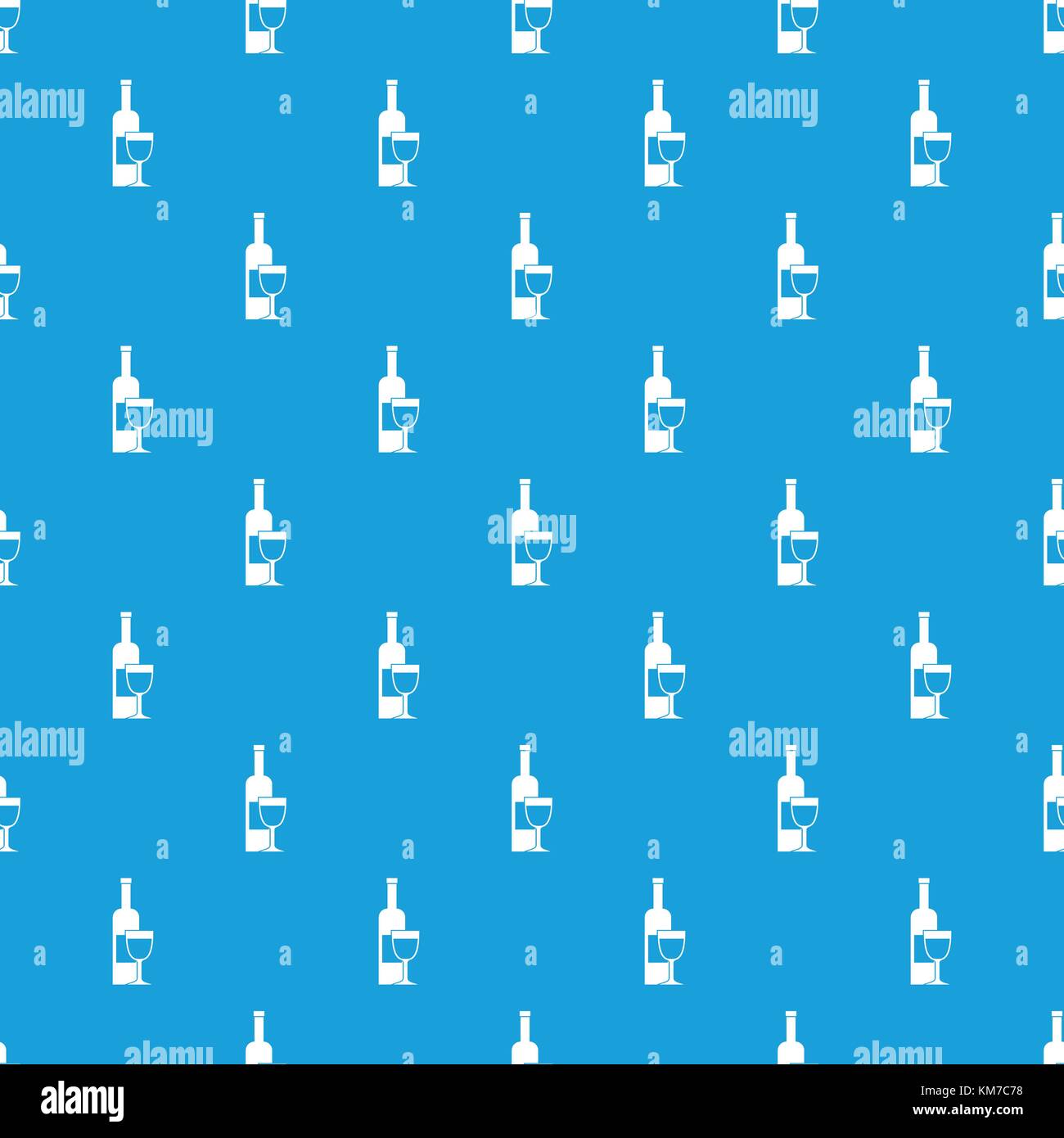 Wine bottle and glass pattern seamless blue Stock Vector Image & Art ...