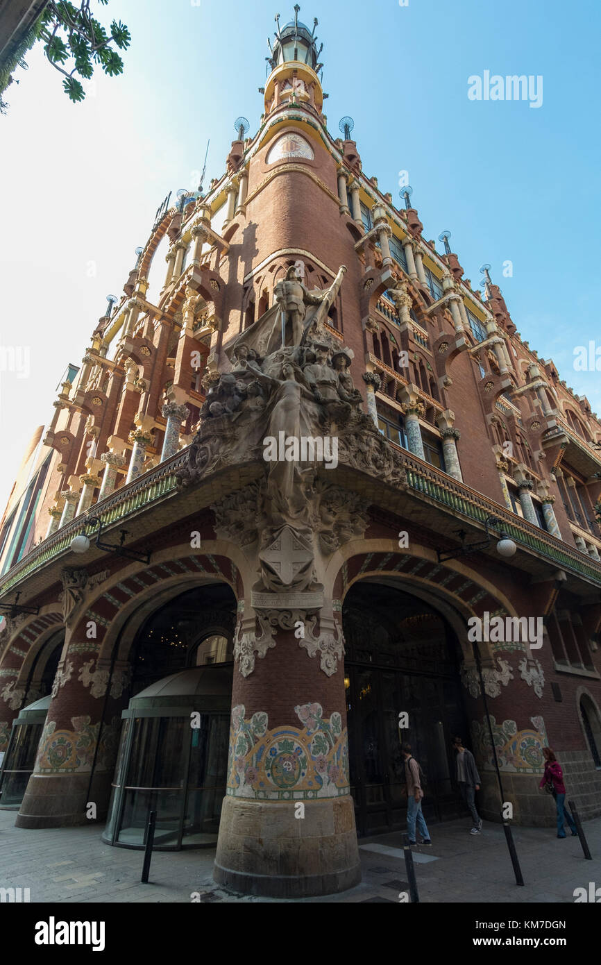 The Palau de la Música Catalana was built between 1905 and 1908 by the modernist architect Lluís Domènech i Montaner as a home for the Orfeó Català. Stock Photo
