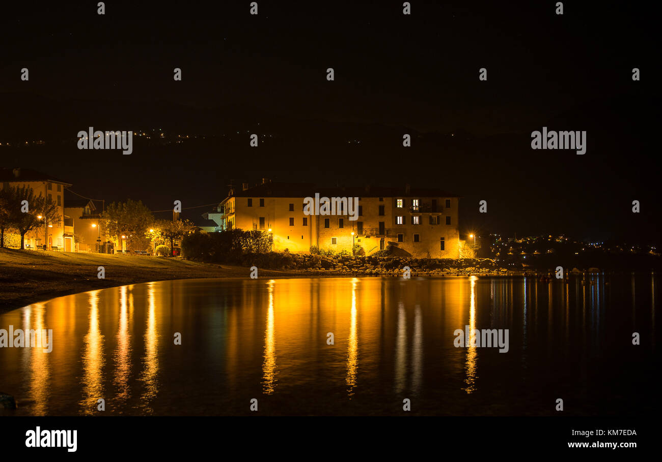 Lierna night view in an autumnal night Stock Photo