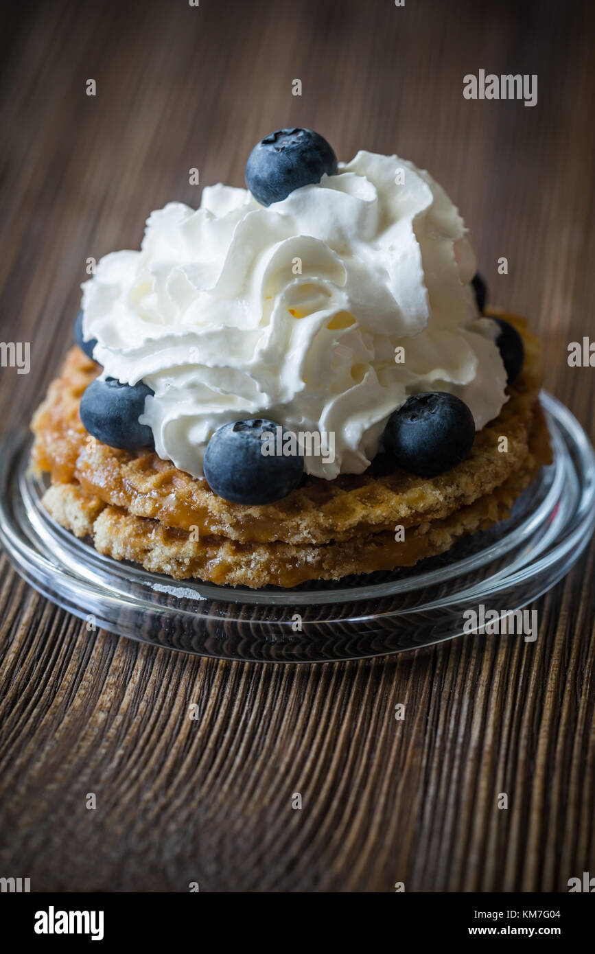 Waffle with whipped cream and fresh berries Stock Photo - Alamy