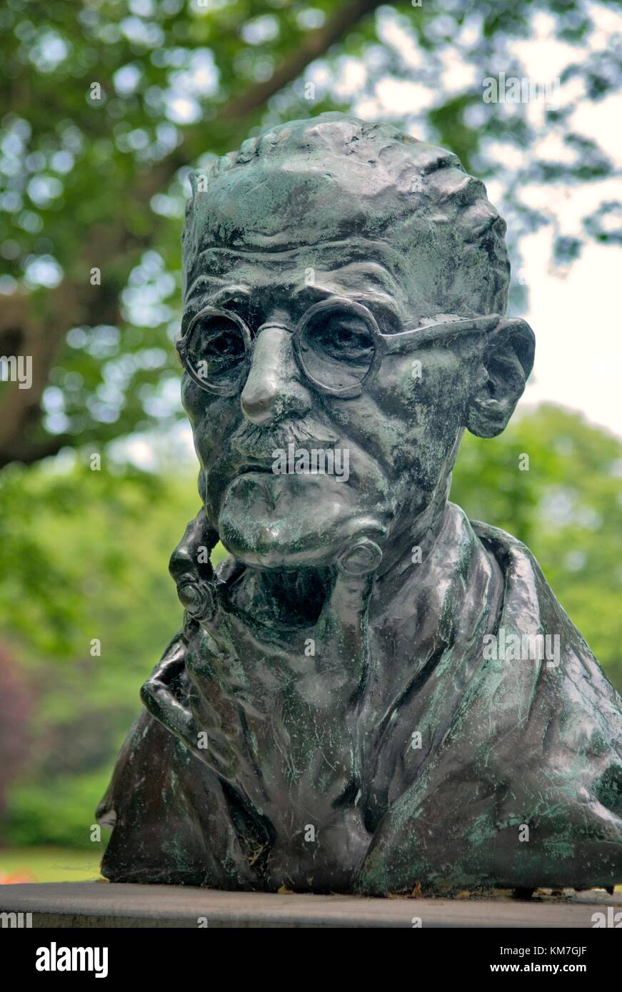 Dublin City. Statue of Irish author literary figure novelist writer James Joyce in St. Stephen’s