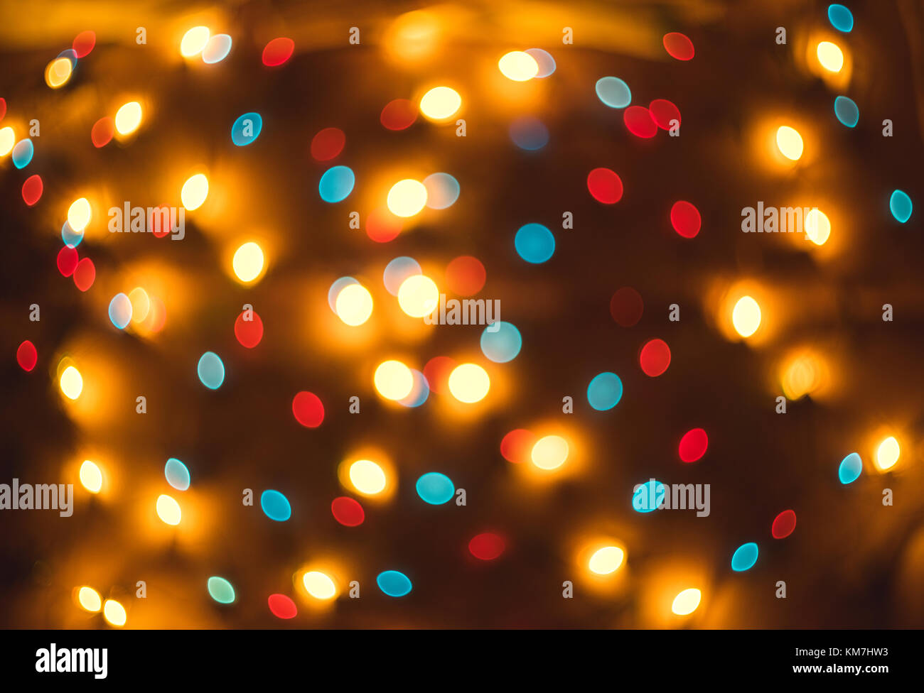 Bokeh. New Year bokeh background. Christmas abstract background with colorful bokeh defocused lights for holiday design. Concept. Blurred garland Stock Photo