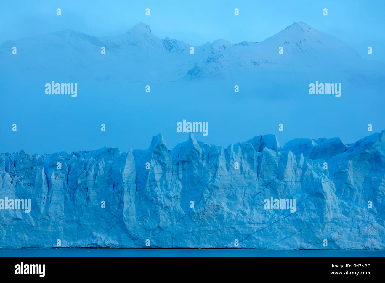 Terminal face of Perito Moreno Glacier, and Lago Argentino, Parque Nacional Los Glaciares (World Heritage Area), Patagonia, Argentina, South America Stock Photo