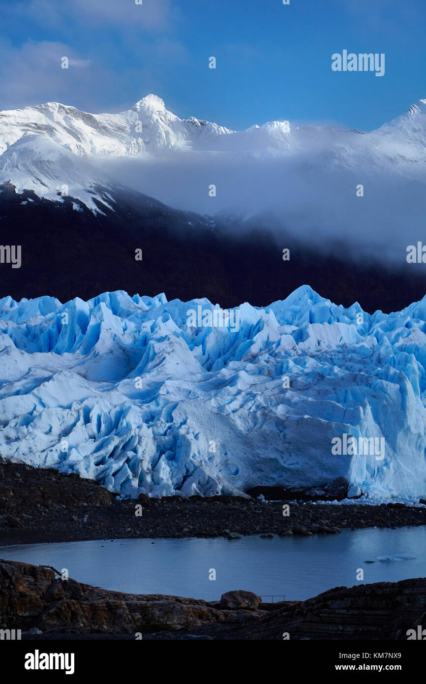 Terminal face of Perito Moreno Glacier, and Lago Argentino, Parque Nacional Los Glaciares (World Heritage Area), Patagonia, Argentina, South America Stock Photo