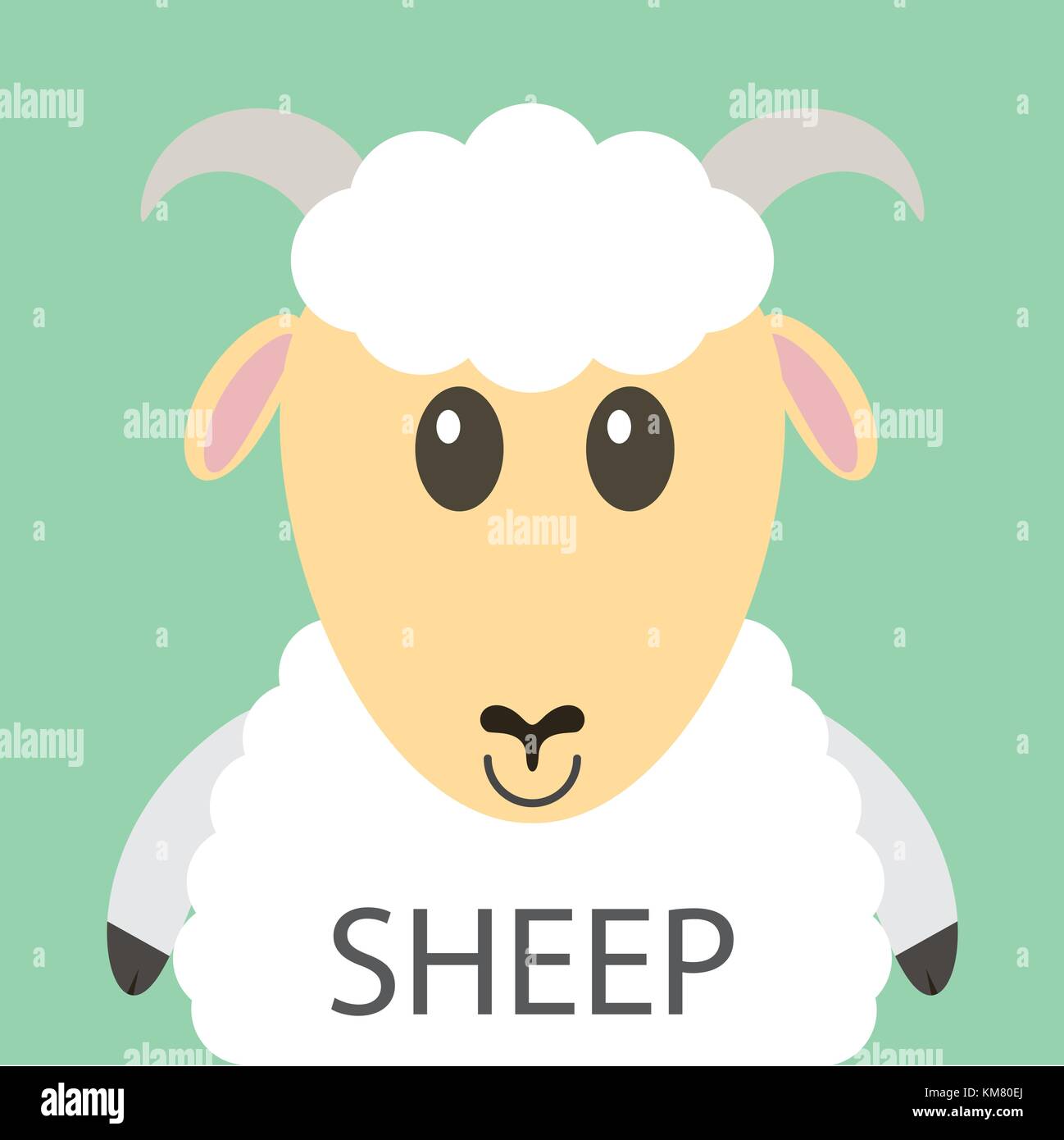 Cute white sheep cartoon flat icon avatar Stock Vector Image & Art - Alamy