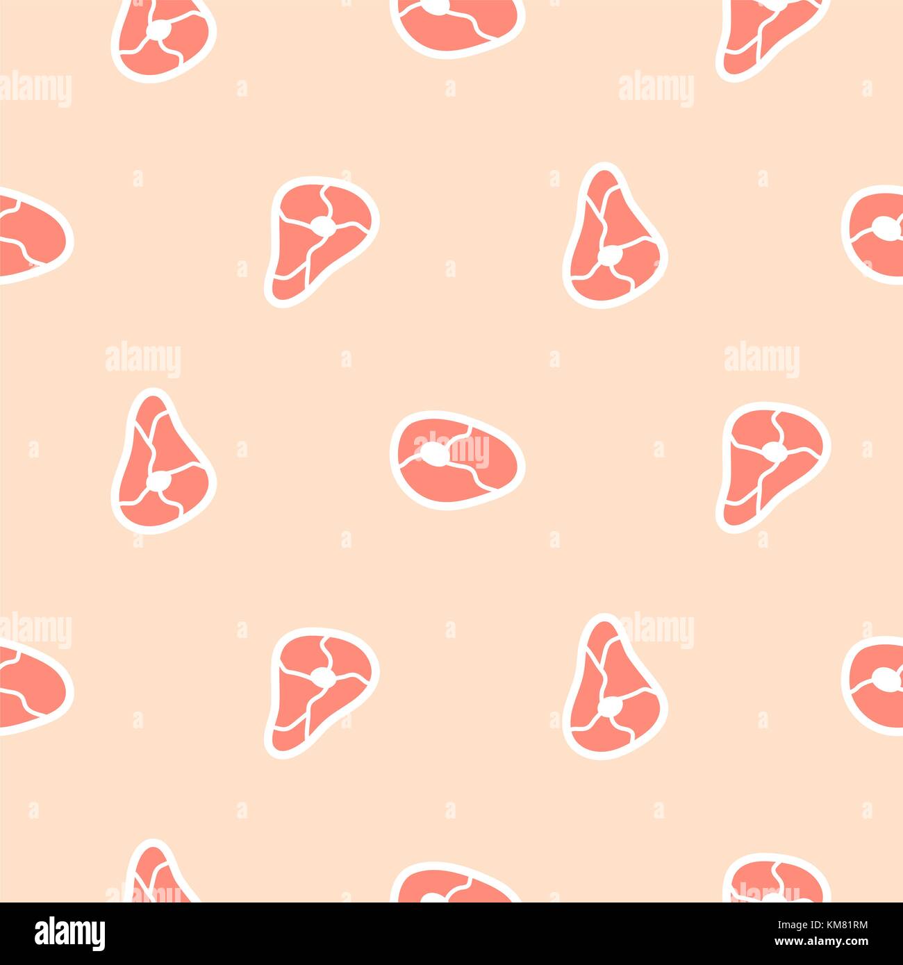 Steak Meat ,Seamless Pattern Stock Clipart, Royalty-Free