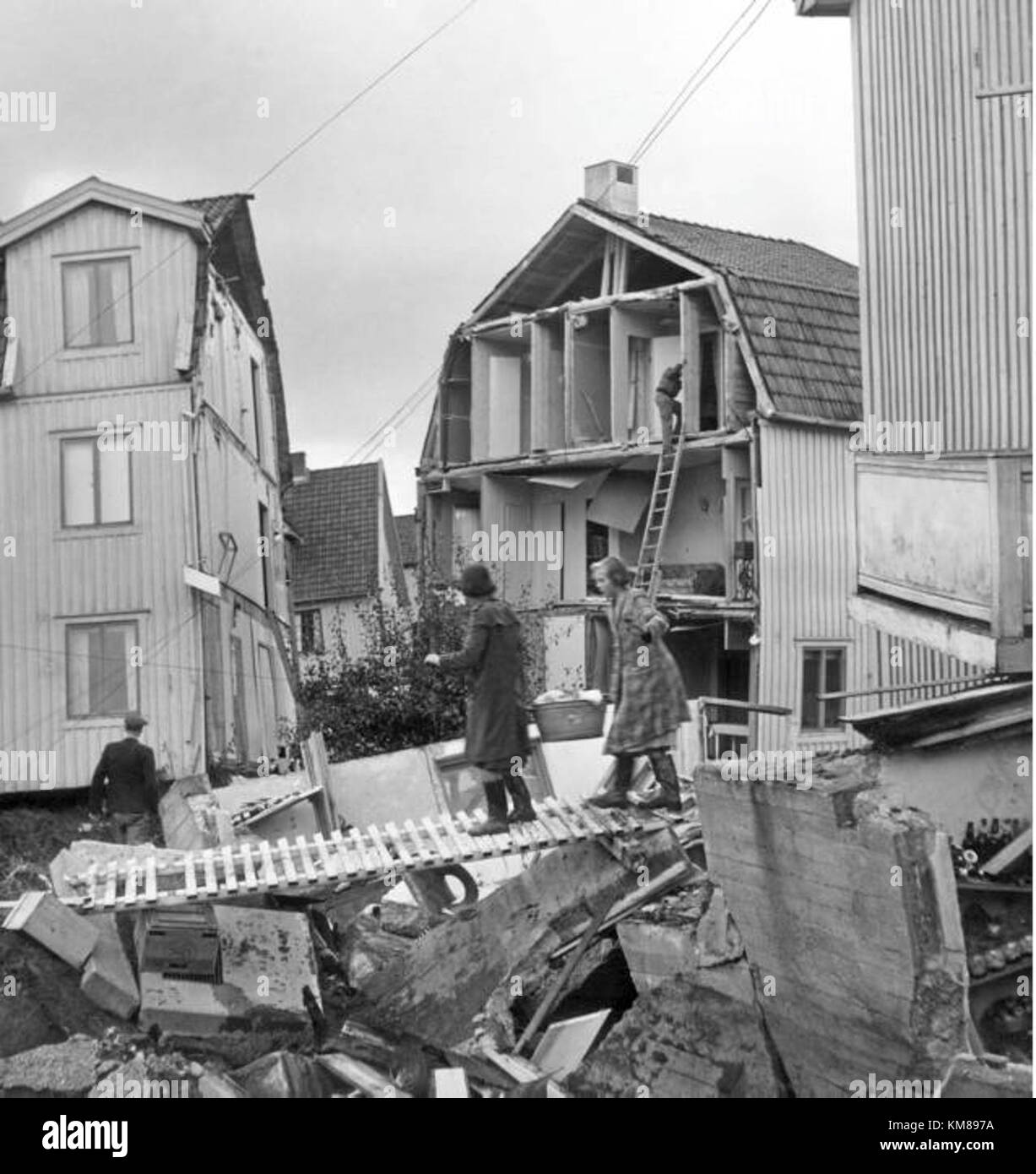 Landslide in Sweden (Surte) 1950 Stock Photo