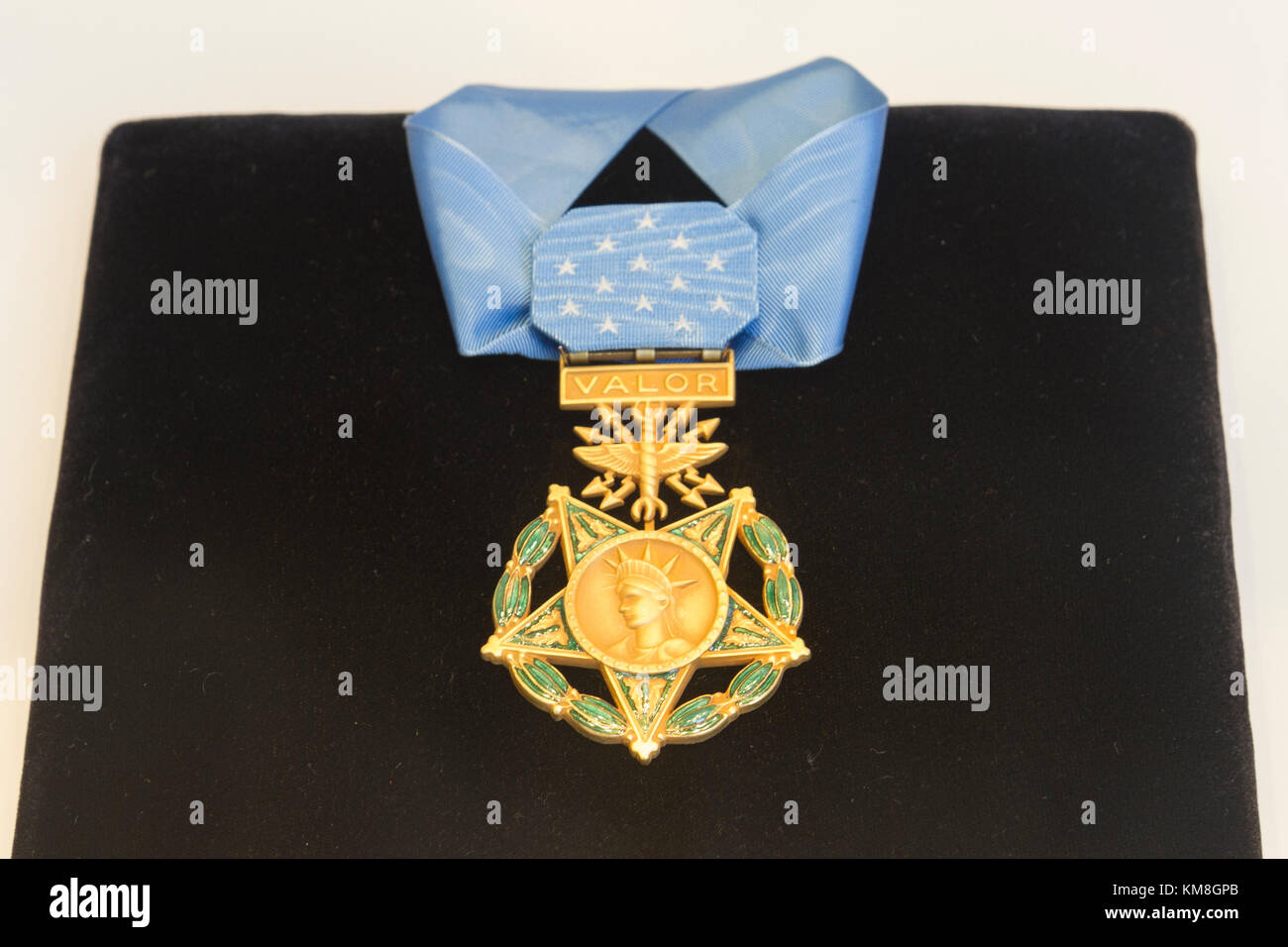 The Medal of Honor as presented to recipients from the US Air Force on display in Arlington National Cemetery, Virginia, United States. Stock Photo