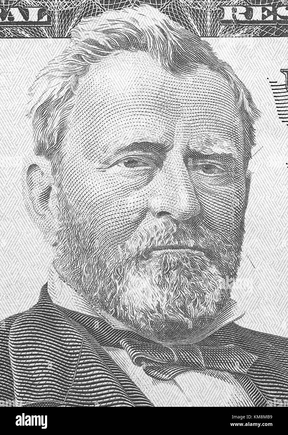 Hiram Ulysses Grant portrait from us 50 dollars Stock Photo