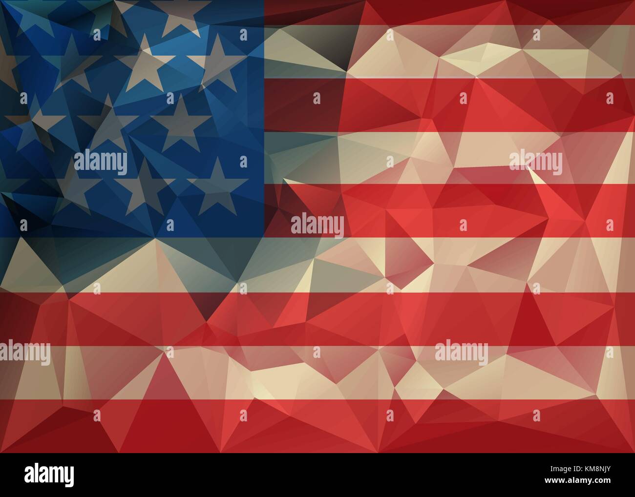 Abstract polygonal triangle USA flag background, Geometric low poly ...