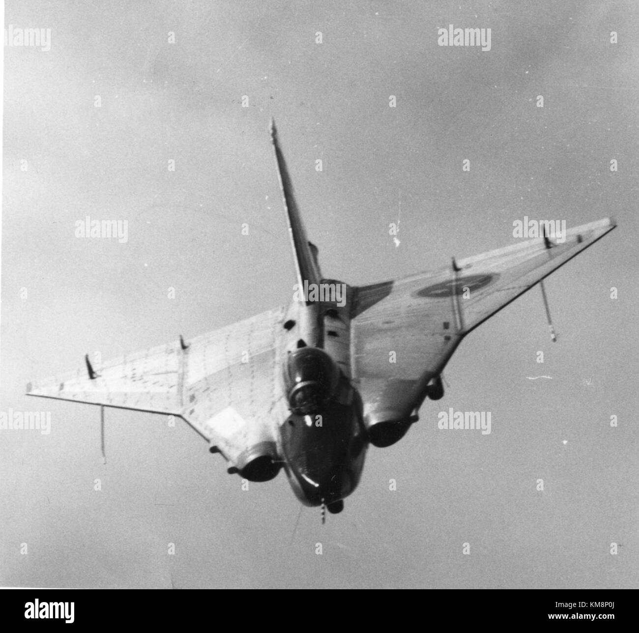 The Saab 210 001 is a prototype aircraft developed by Saab, a Swedish aerospace manufacturer. It is known for its contribution to aviation history as part of the early development of Swedish jet technology. Stock Photo