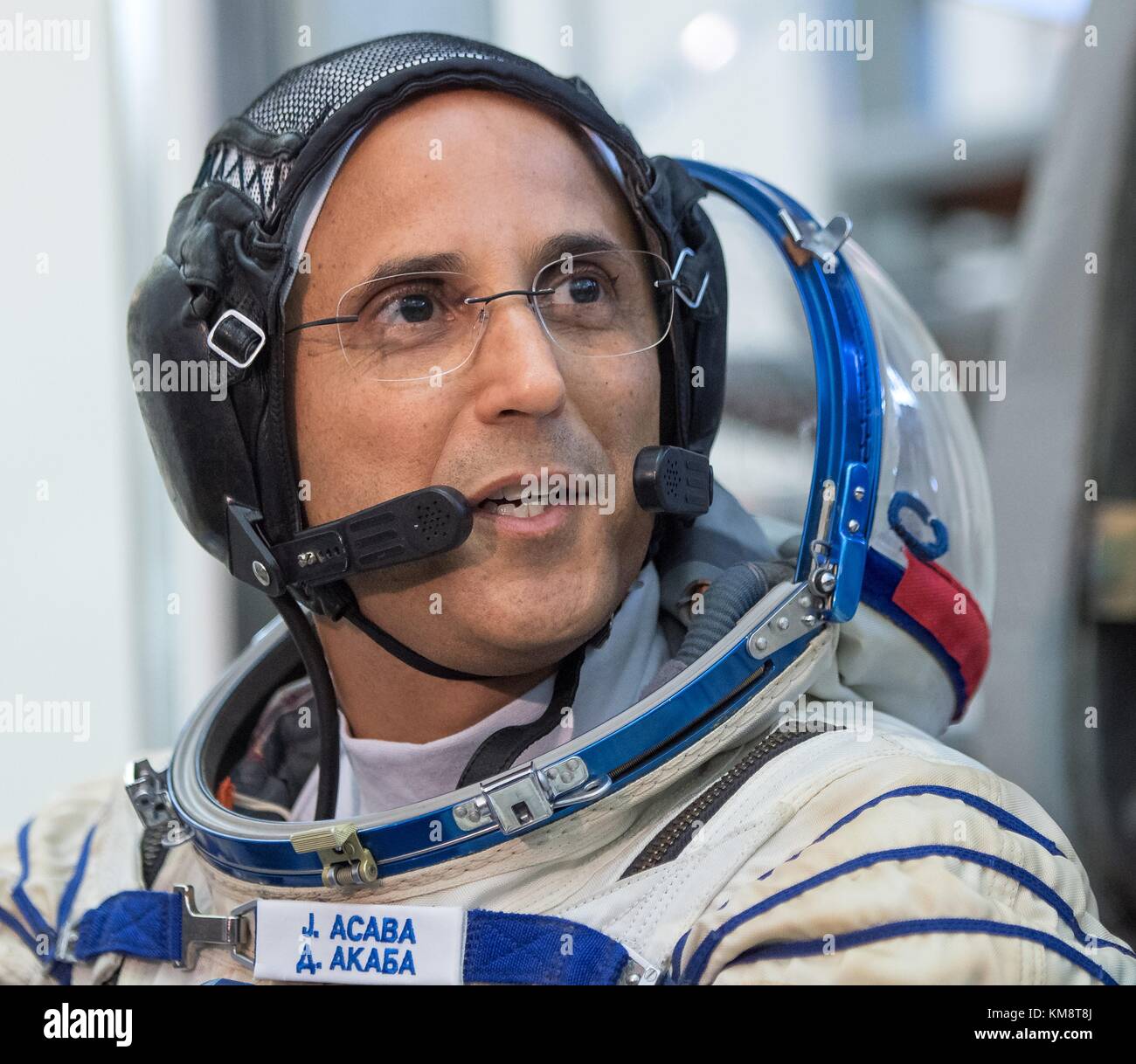 NASA International Space Station (ISS) Expedition 53 prime crew member American astronaut Joe Acaba prepares for his Soyuz qualification exams outside the Soyuz simulator prior to the Soyuz MS-06 spacecraft launch at the Gagarin Cosmonaut Training Center August 31, 2017 in Star City, Russia.  (photo by Bill Ingalls  via Planetpix) Stock Photo