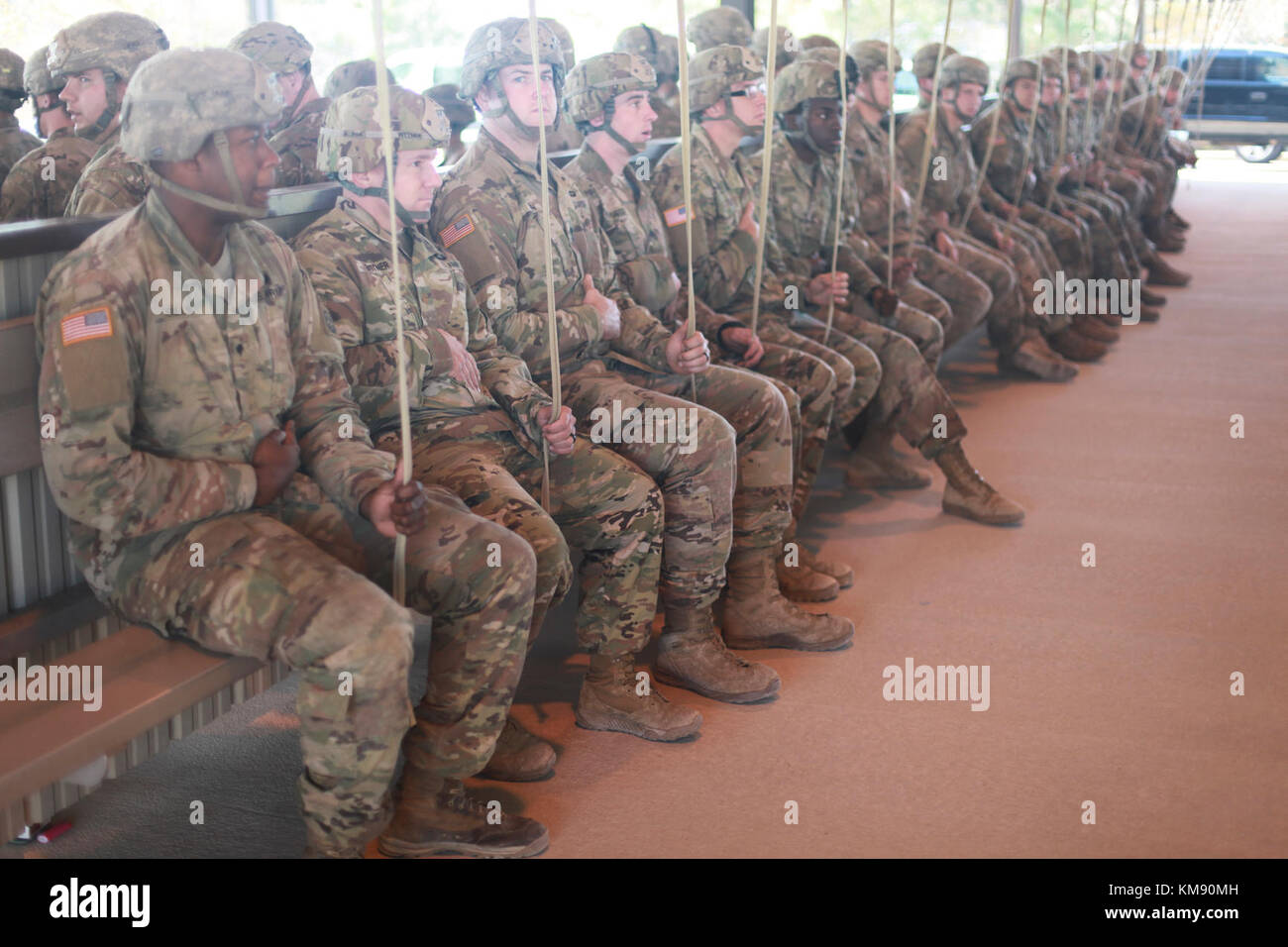 U.S. Soldiers participate in pre-jump training as part of the 20th ...