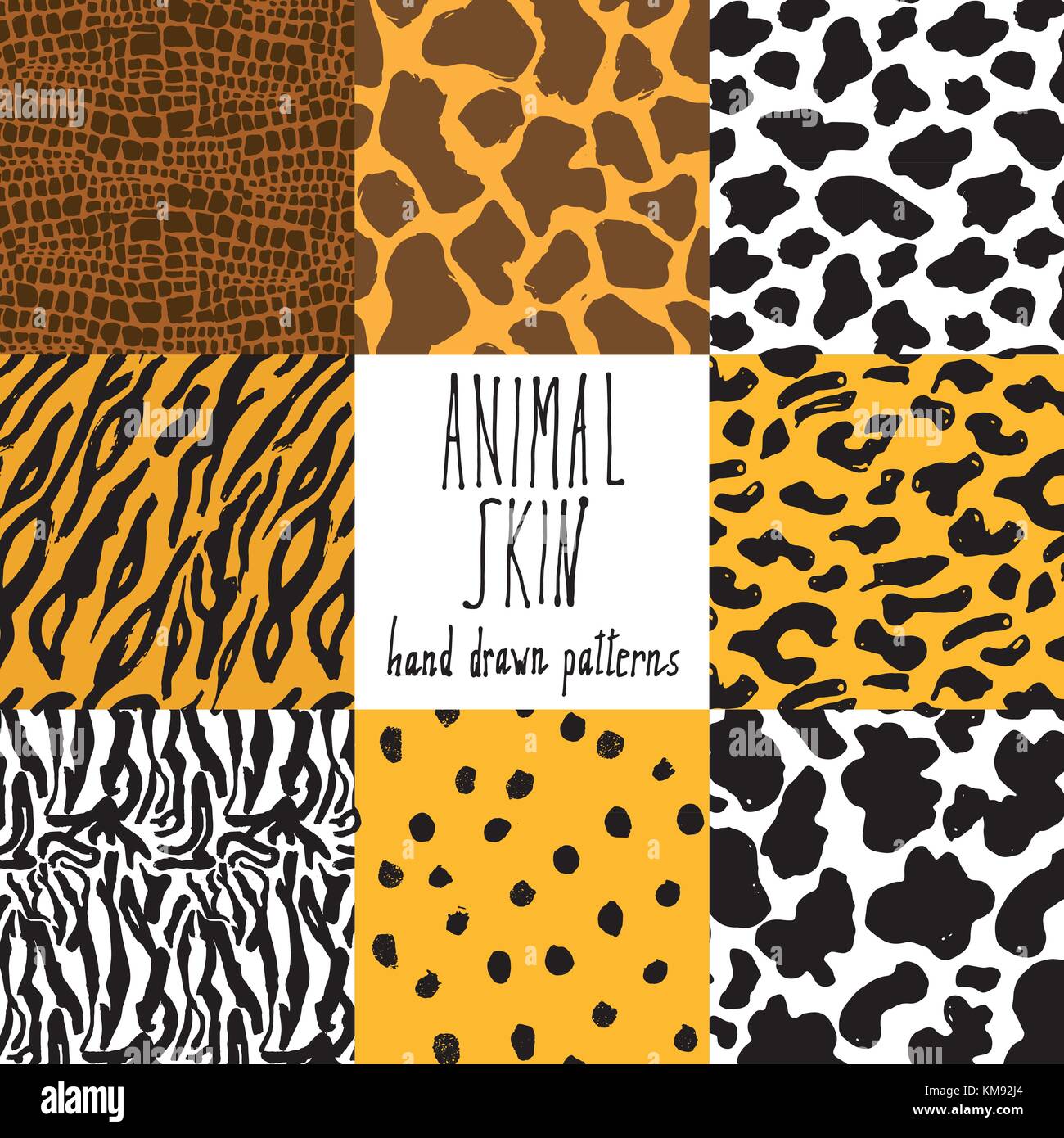 Animal skin hand drawn texture, Vector seamless pattern set, sketch drawing  cheetah, cow, clocodile, tiger zeebra and giraffe skin textures Stock  Vector Image & Art - Alamy