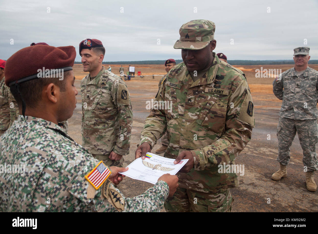 U S Army Paratrooper Sgt Ronquel Robinson Of The 982nd Combat Stock 