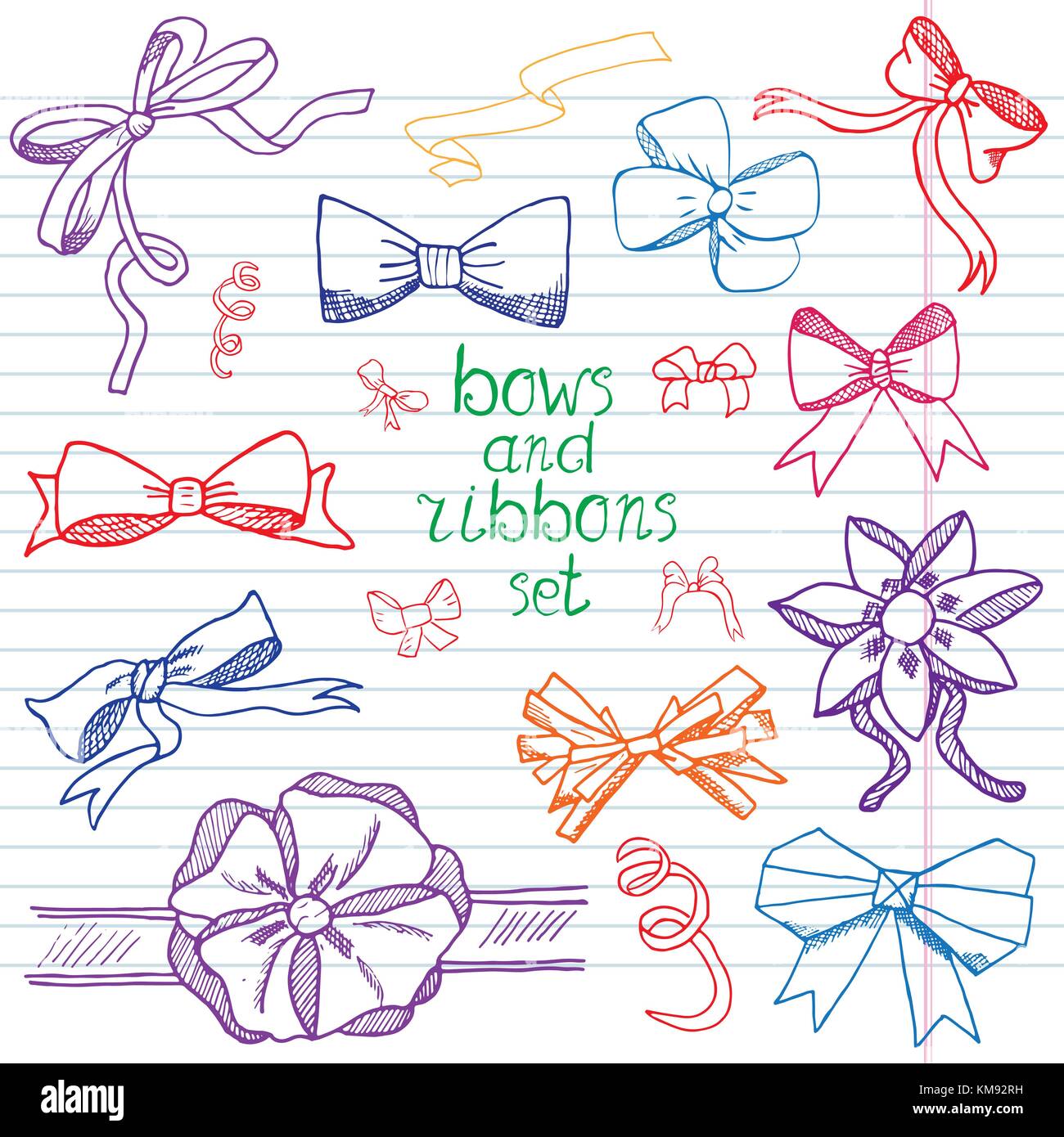 Set of hand drawn bows hi-res stock photography and images - Alamy