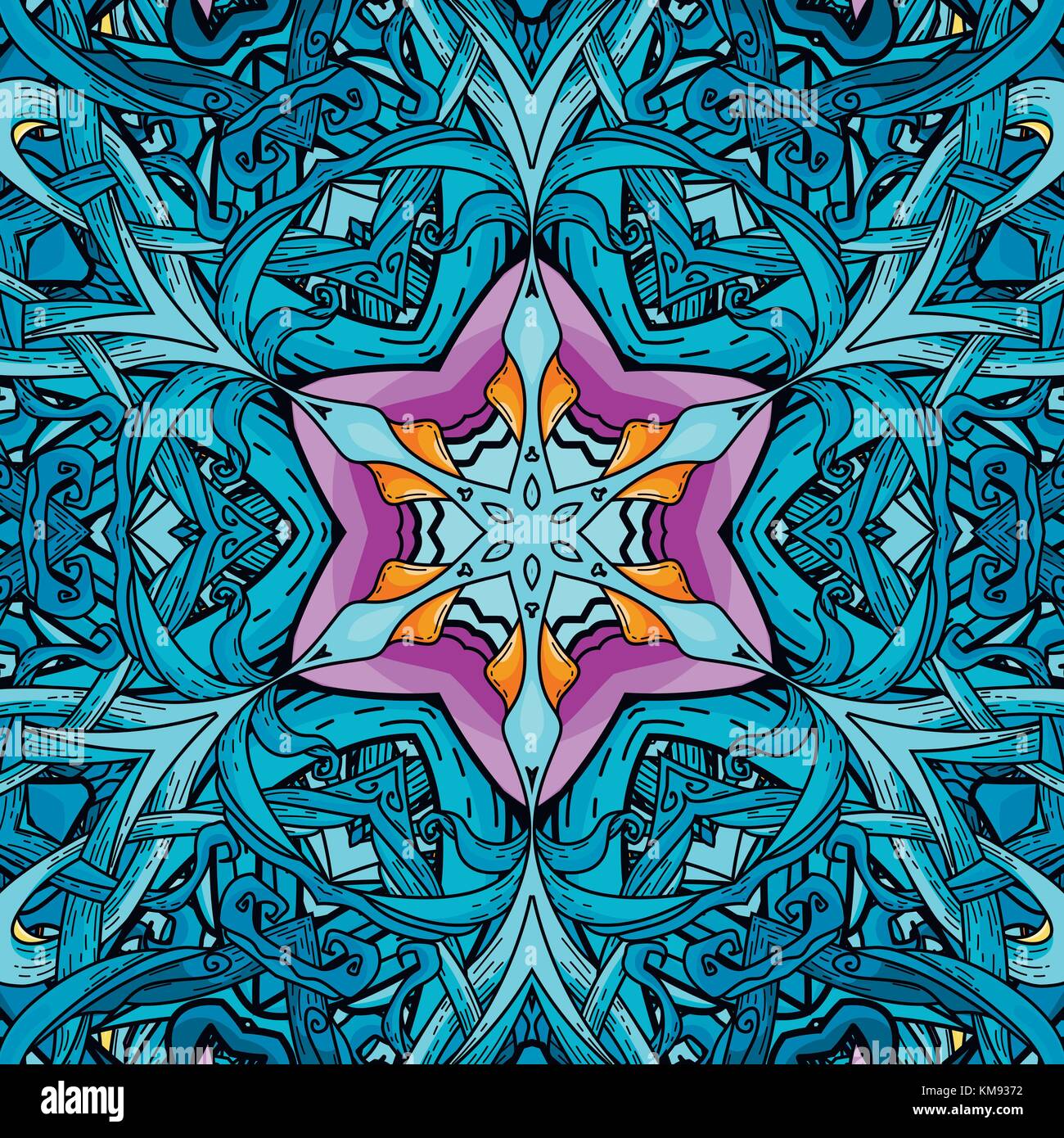 Vector seamless pattern in mandala style. Endless ornate ornament Stock ...