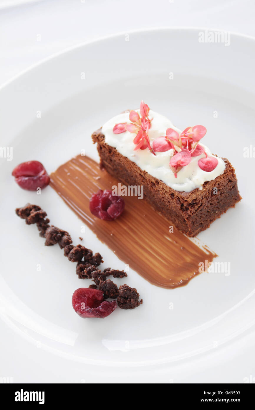 chocolate brownie plated dessert Stock Photo Alamy
