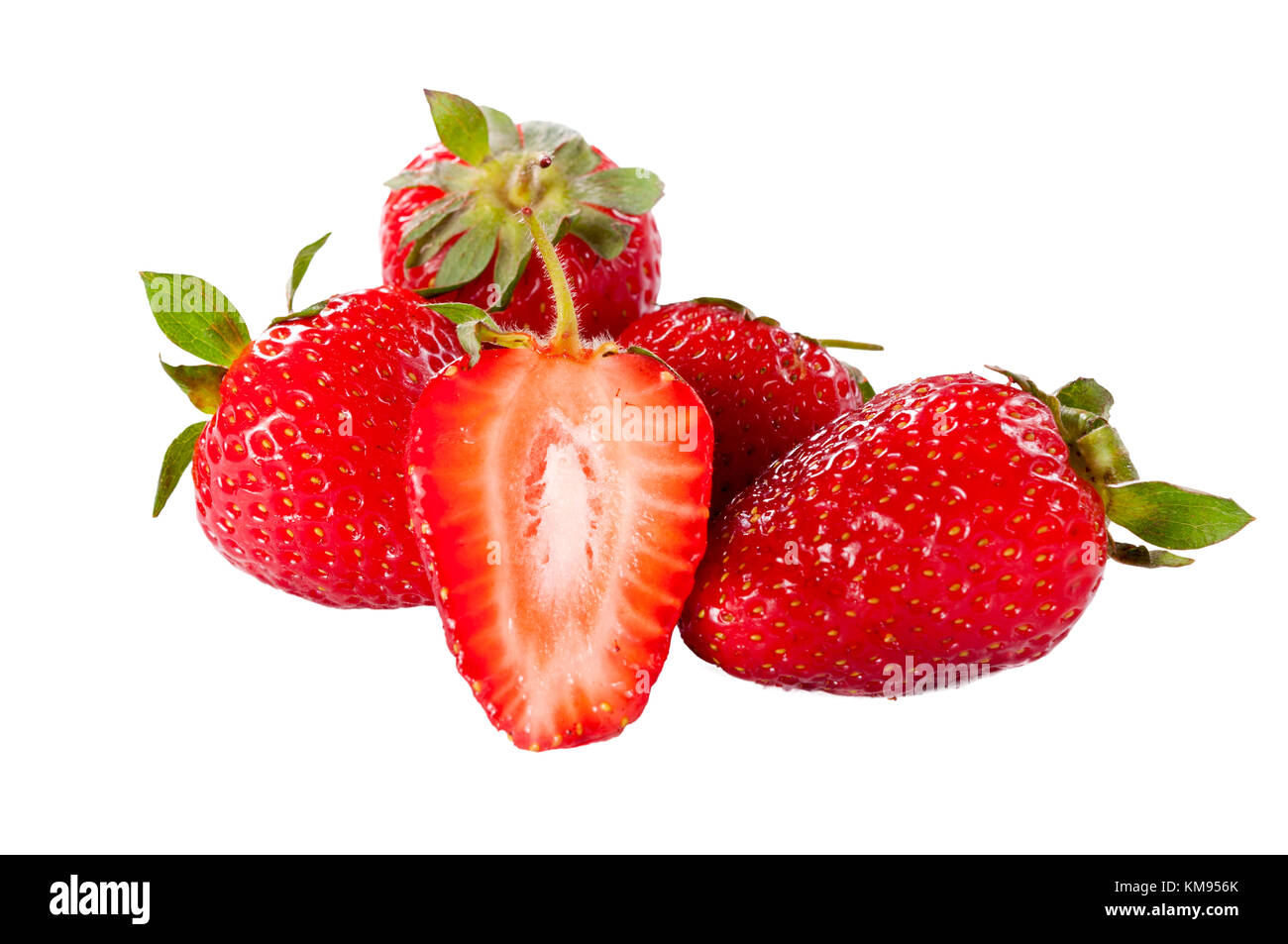 Fresh organic strawberries isolated on white background Stock Photo - Alamy
