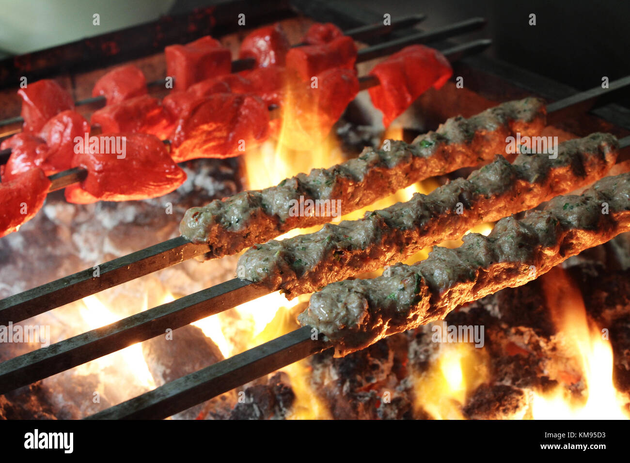 Indian kebabs cooking over coal barbecue Stock Photo 167388287 Alamy