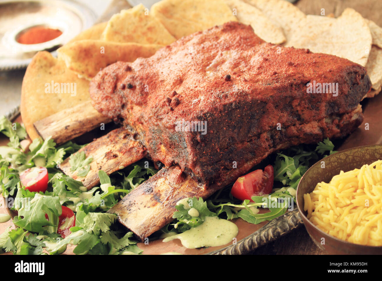 Indian style roast beef rib Stock Photo Alamy