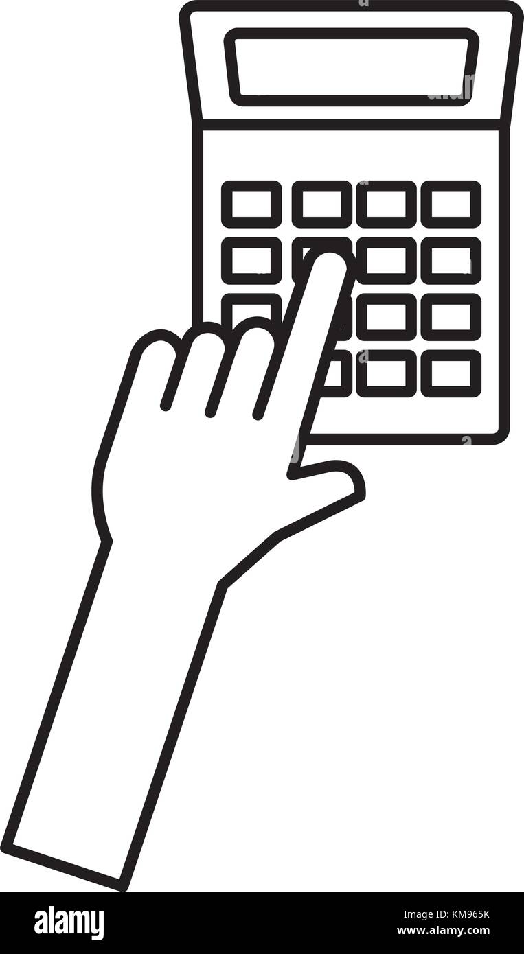 hand with calculator device isolated icon vector illustration design ...