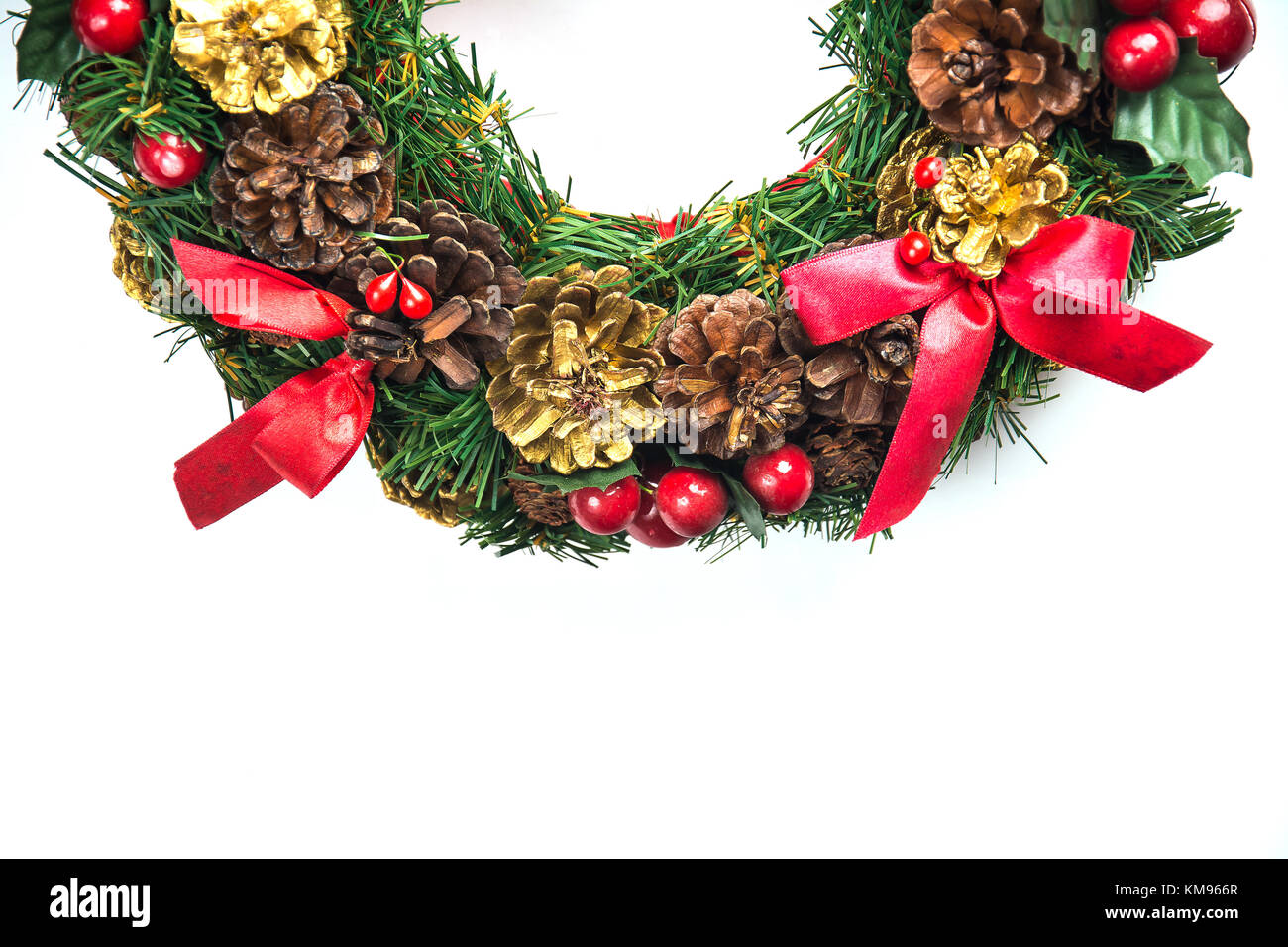 christmas wreath on white background Stock Photo - Alamy