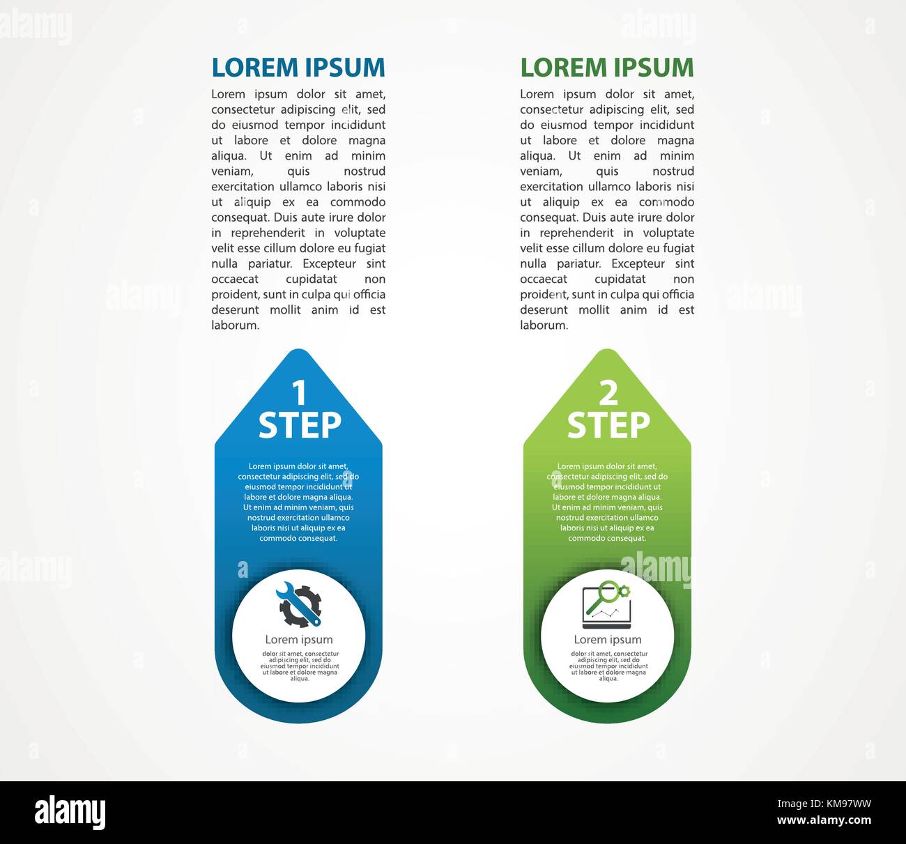 Vector illustration. An infographic template with 2 steps and an image ...