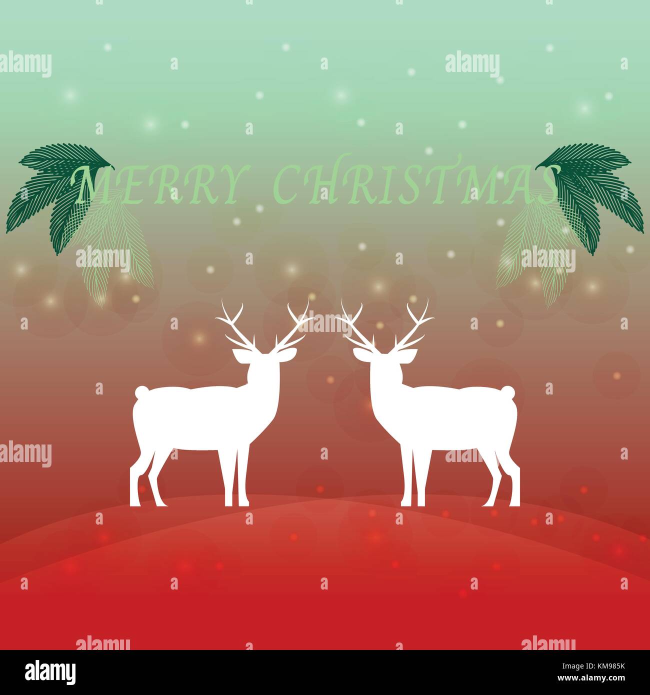 Created merry christmas background with reindeer, stock vector Stock