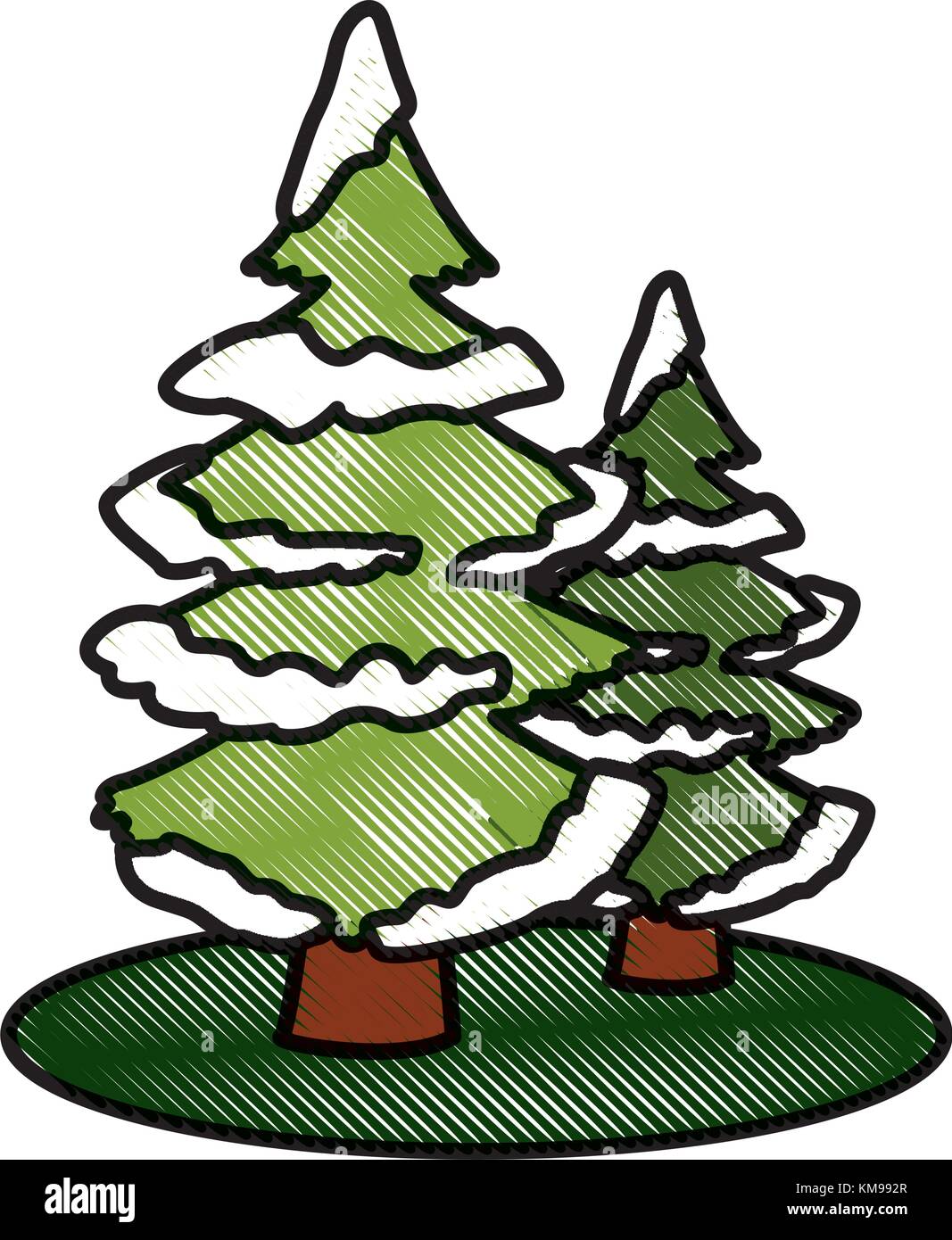 Trees pines with snow Stock Vector Image & Art - Alamy