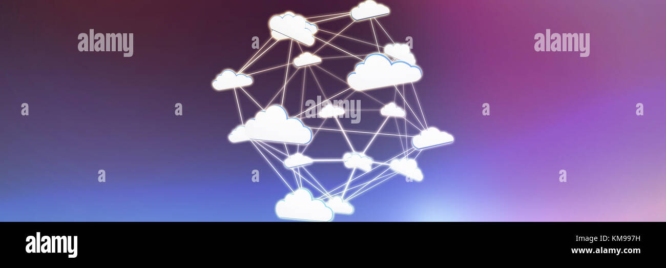 Abstract image of cloud computing symbol against gray and purple ...