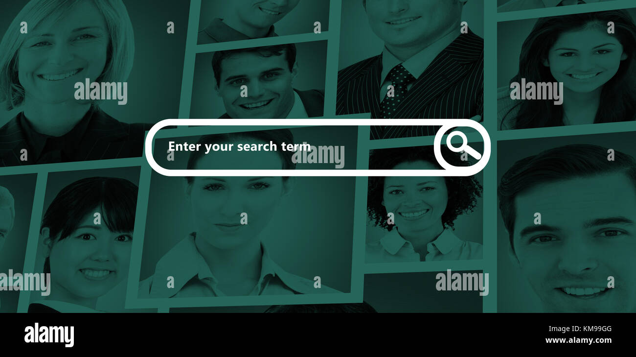 Search engine against people collage portrait 4x4 Stock Photo - Alamy