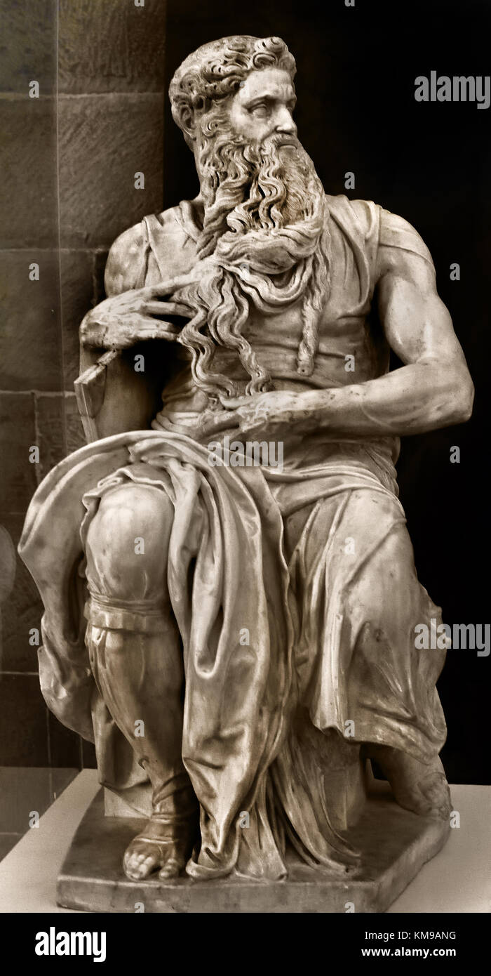 Moses 1540 Bartolomeo National Museum of Bargello, The Bargello, Palazzo del Bargello,  Florence, Italy. ( Bartolomeo Ammannati  1511 – 1592 was an Italian architect and sculptor, born at Settignano, near Florence.  ) Stock Photo