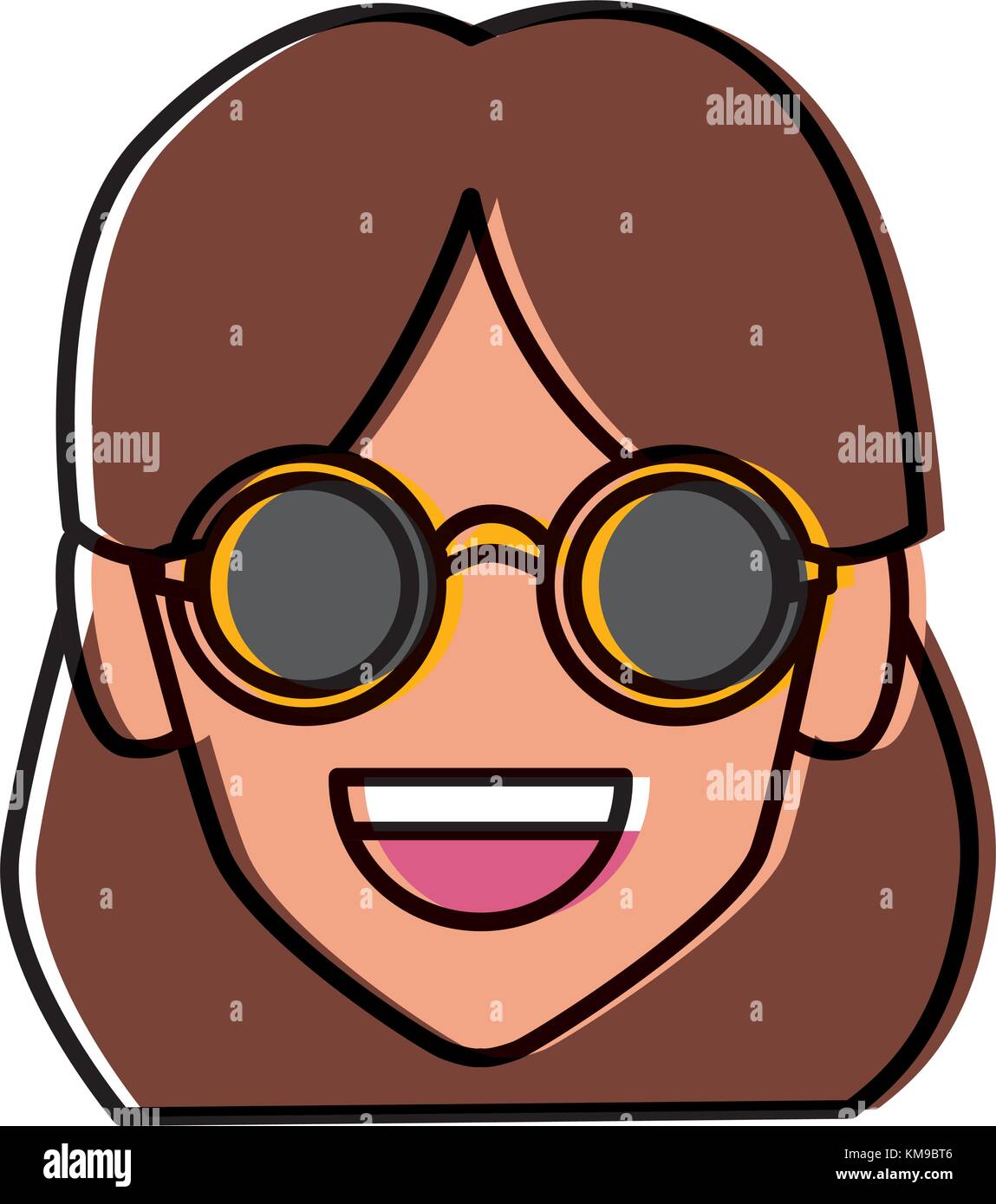 Geek girl with round frame glasses Stock Vector Image & Art - Alamy