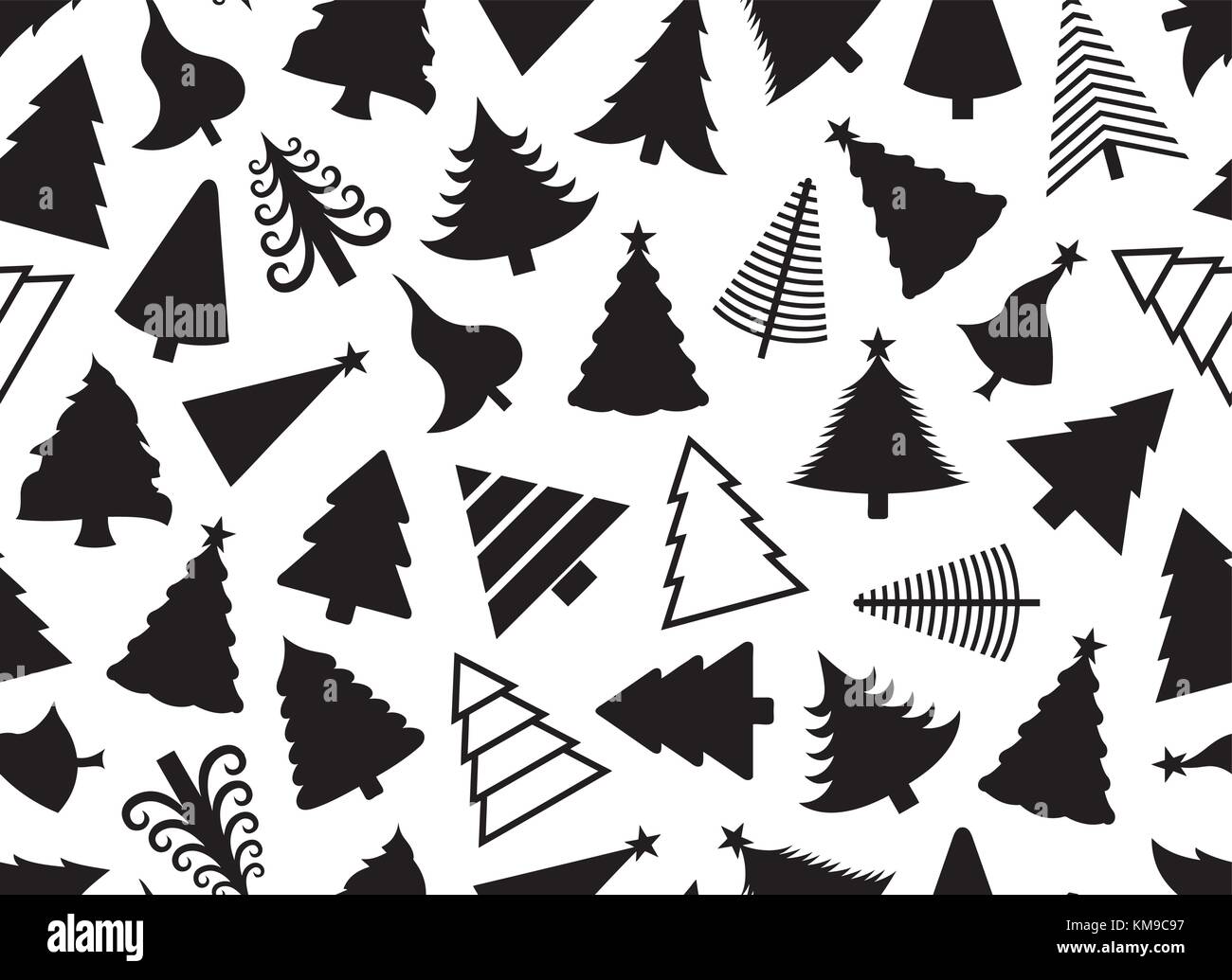 Christmas tree seamless illustration isolated on white Stock Vector ...