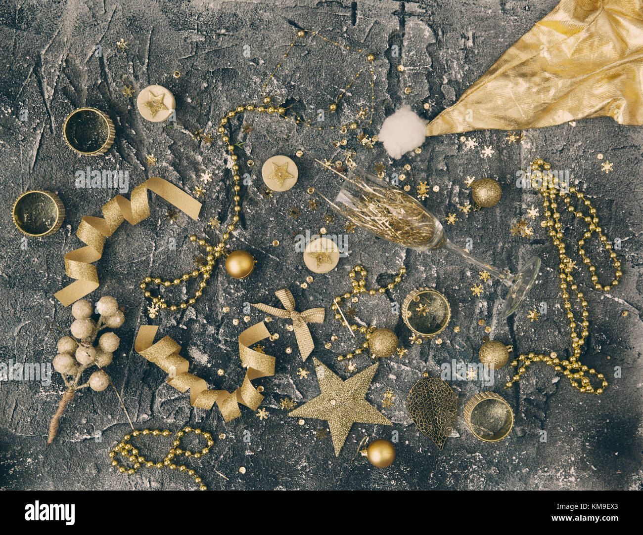Gold colored Christmas decorations Stock Photo Alamy