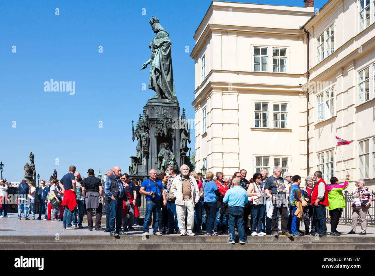 Krizovnicke namesti, socha Karla IV., Stare Mesto (UNESCO), Praha, Ceska republika / Charles IV. statue, Old Town (UNESCO), Prague, Czech republic Stock Photo