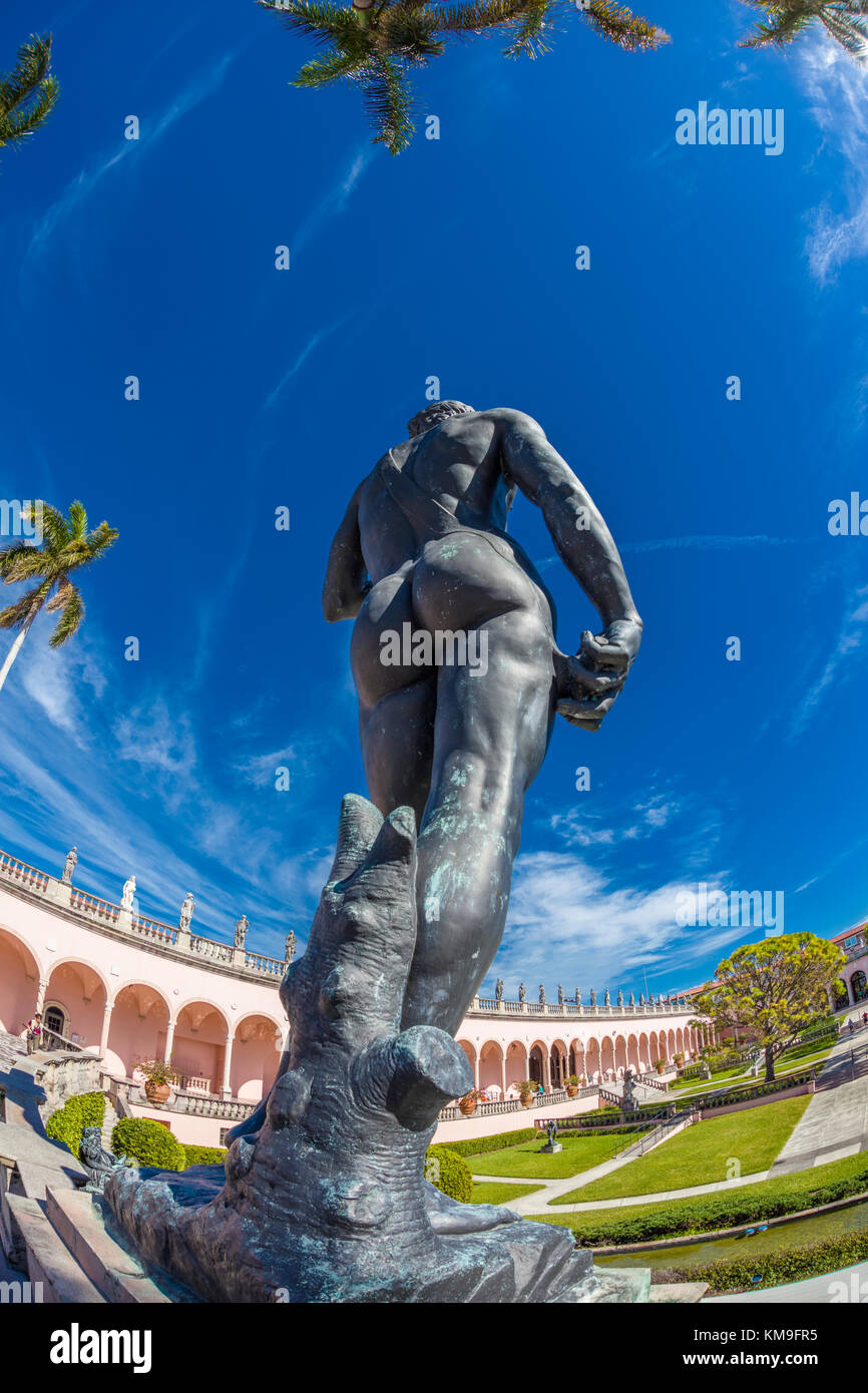 Replica of Michelangelo’s David statue in the Courtyard at The John and Mable Ringling Museum of