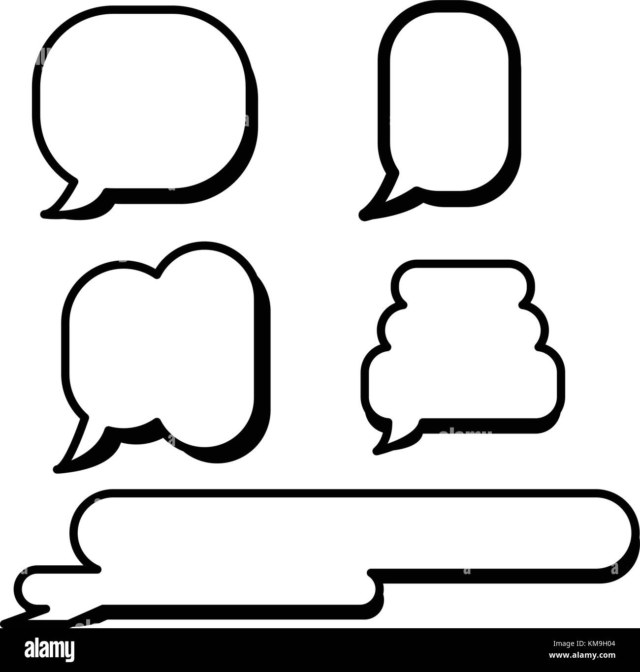 Set of cartoon text boxes with simple shapes vector illustration.Bubbles blank speech.Speech comic set vector Stock Vector