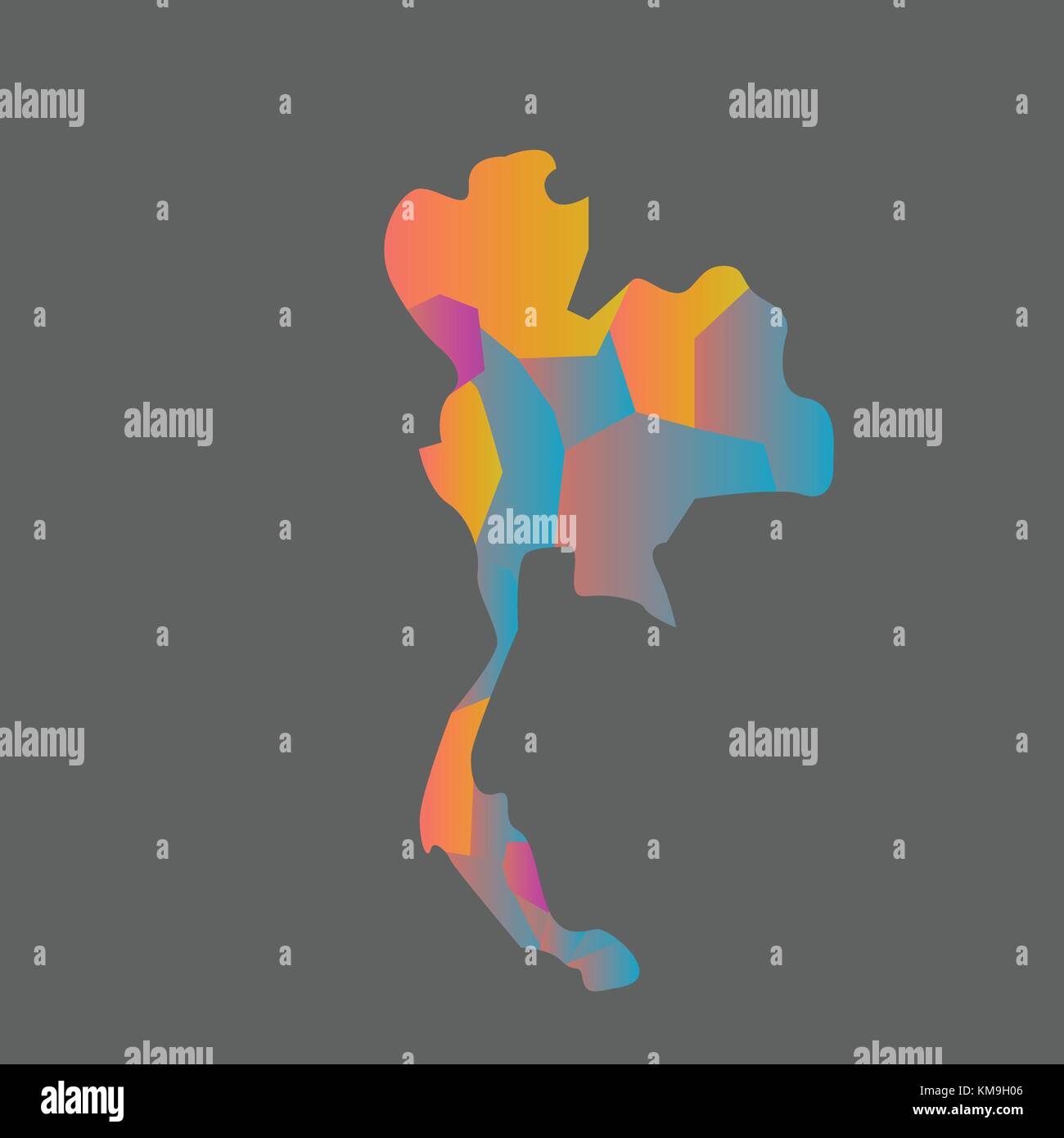 Colorful Thailand map with grey background vector illustration.Abstract Thailand concept. Stock Vector